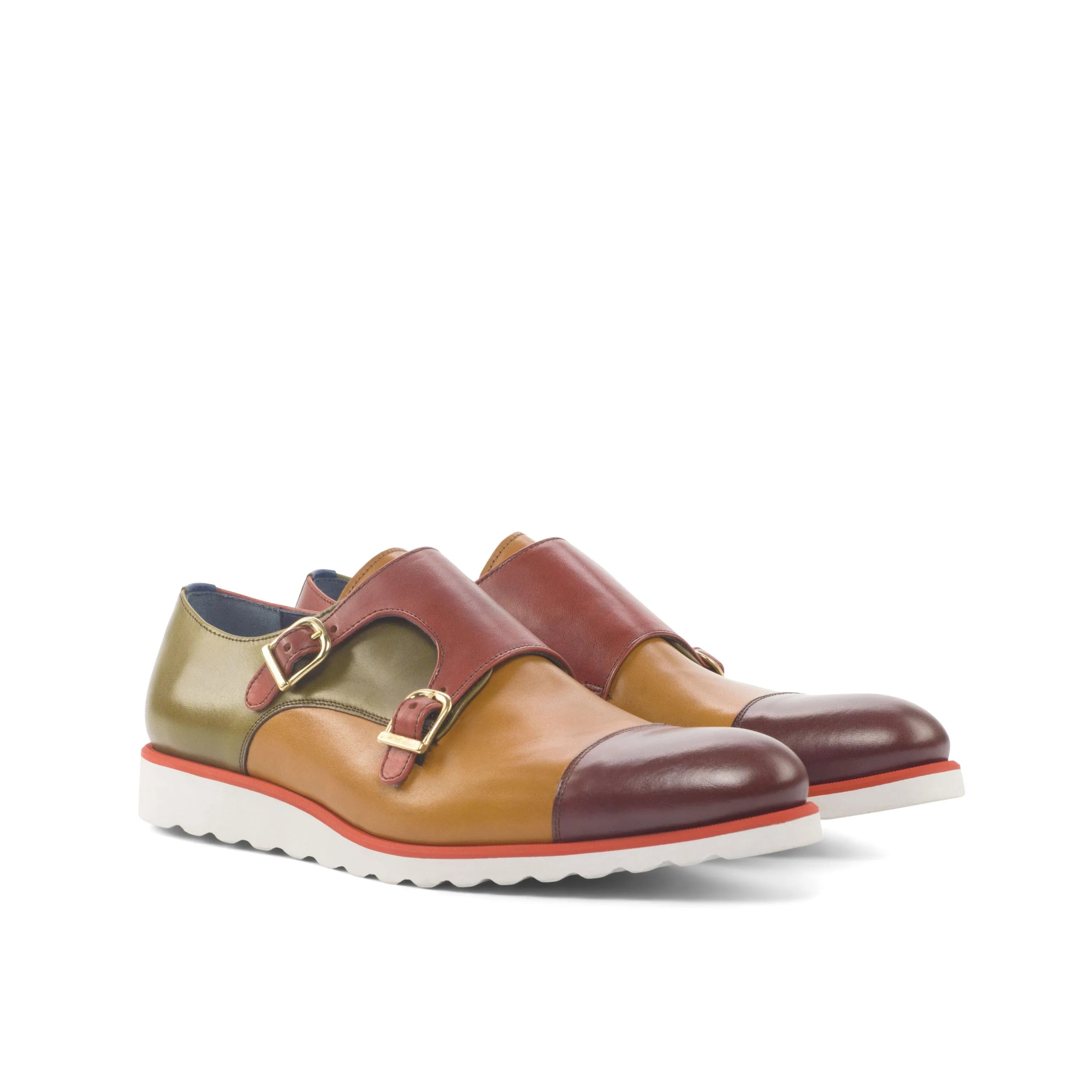 Multi-toned leather Ryan Double Monk shoes featuring painted calf design