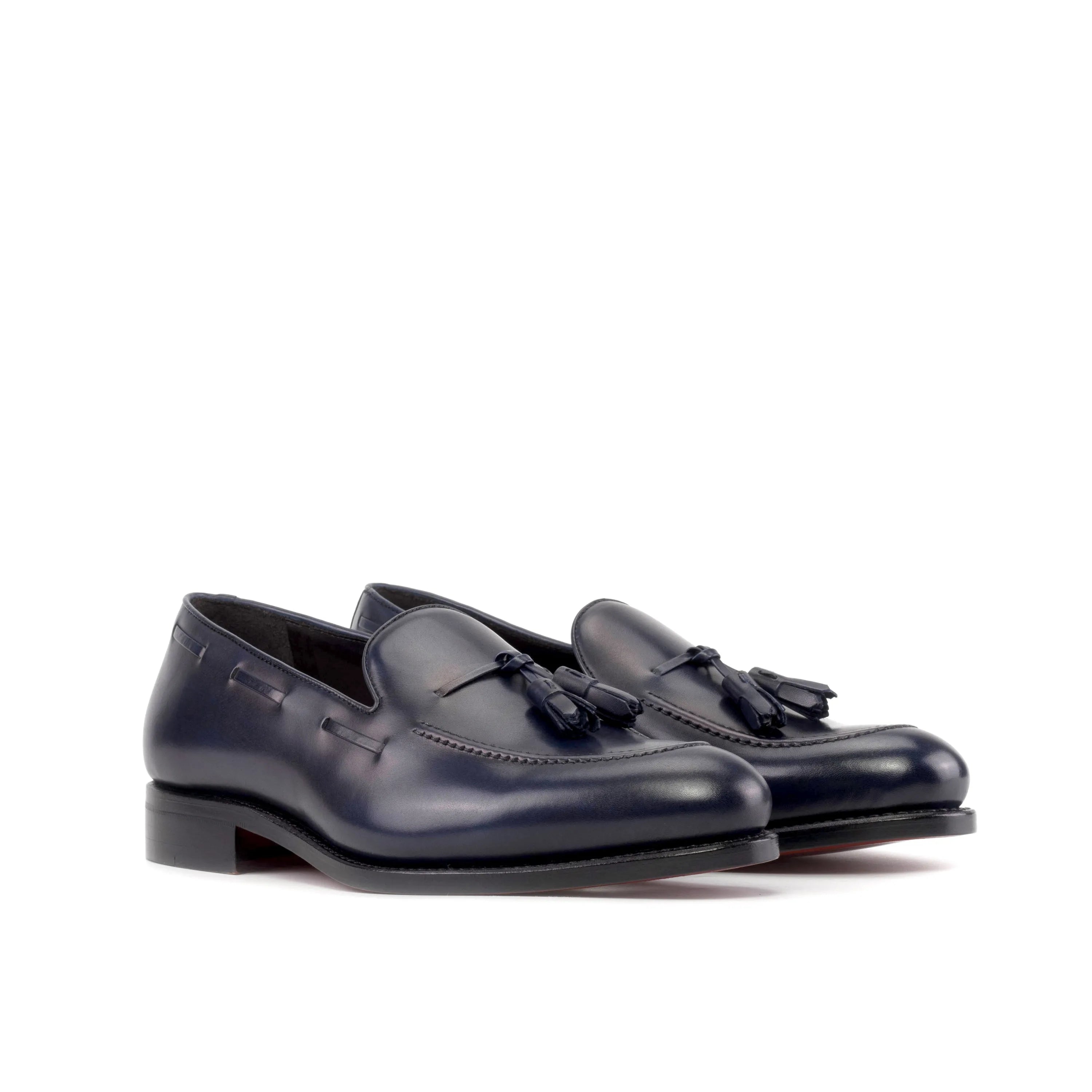 Pair of navy blue leather tassel Sable Loafers for stylish business days in the fast lane