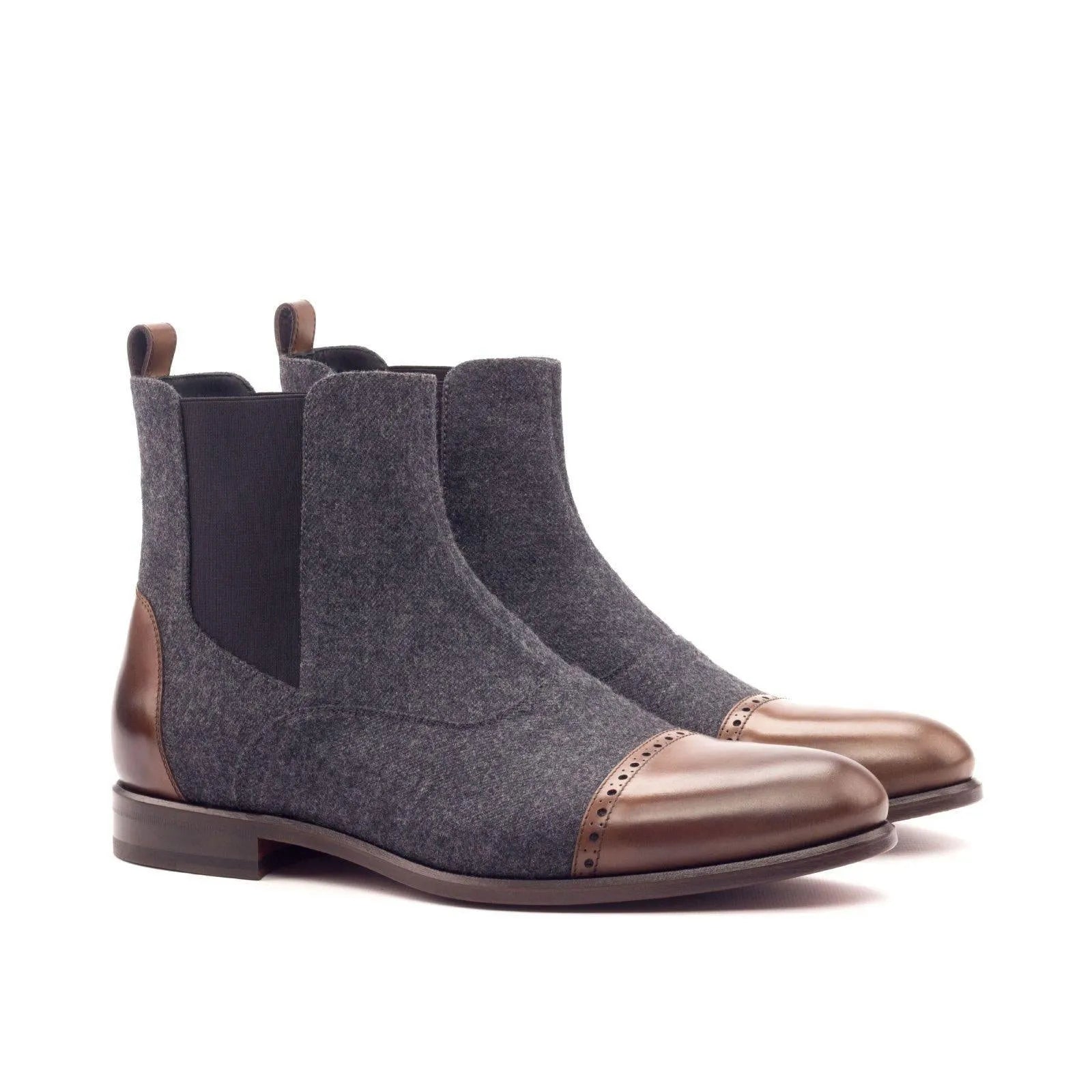 Pair of gray and brown leather Chelsea boots from Sandos Chelsea Boot II collection