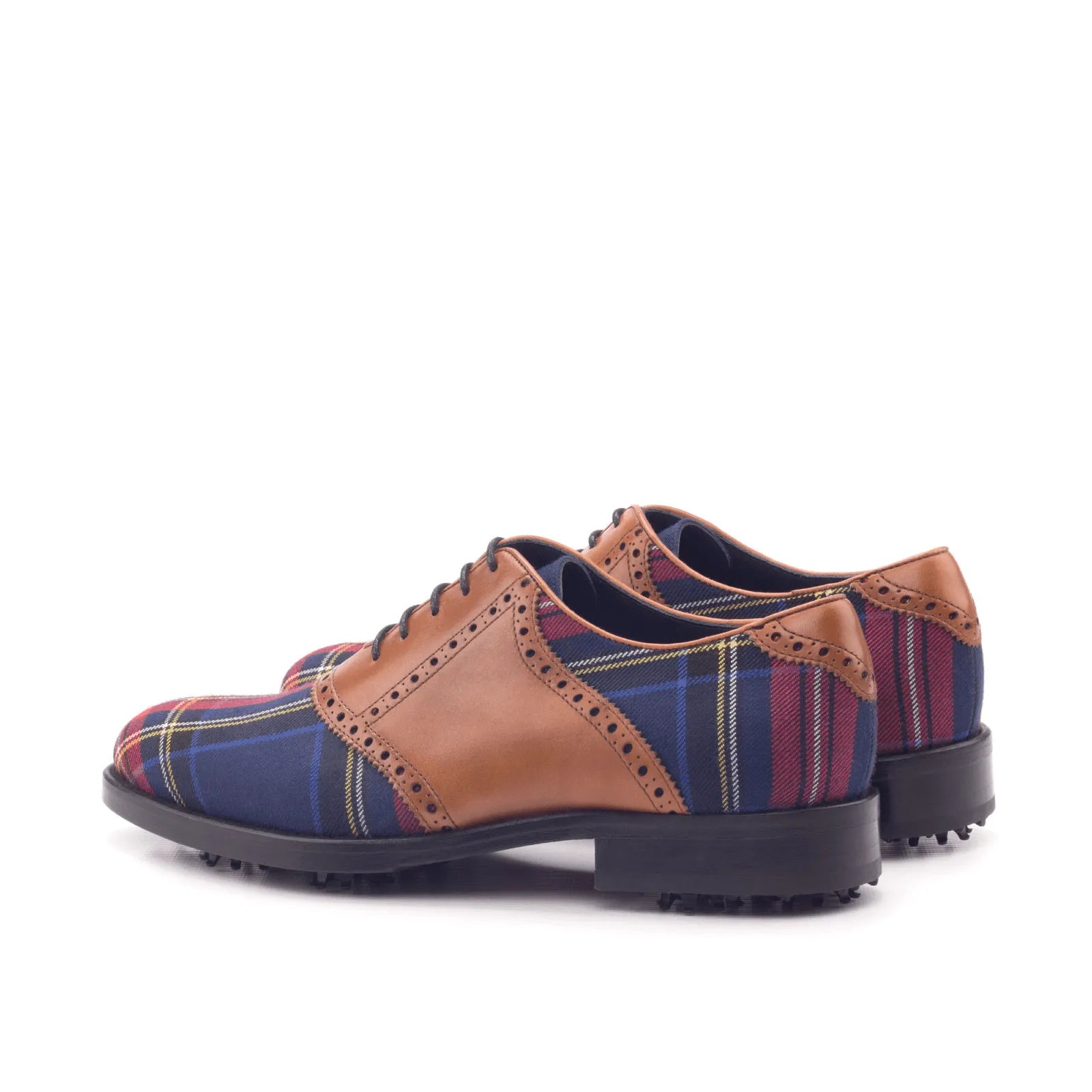 Tartan and leather Shapiro Saddle Golf Shoes II featuring stylish saddle golf design