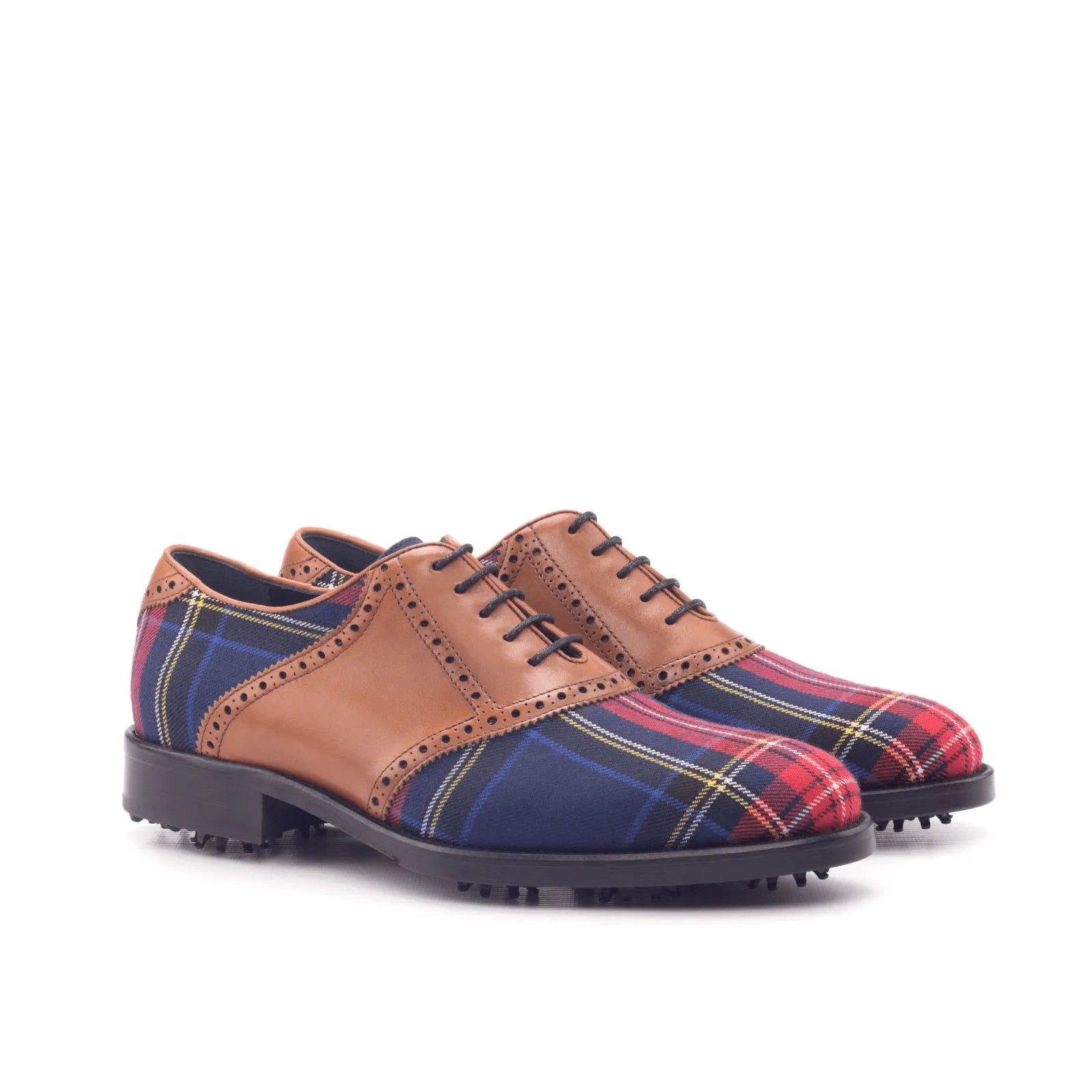 Tartan and leather Shapiro saddle golf shoes for stylish performance on the course