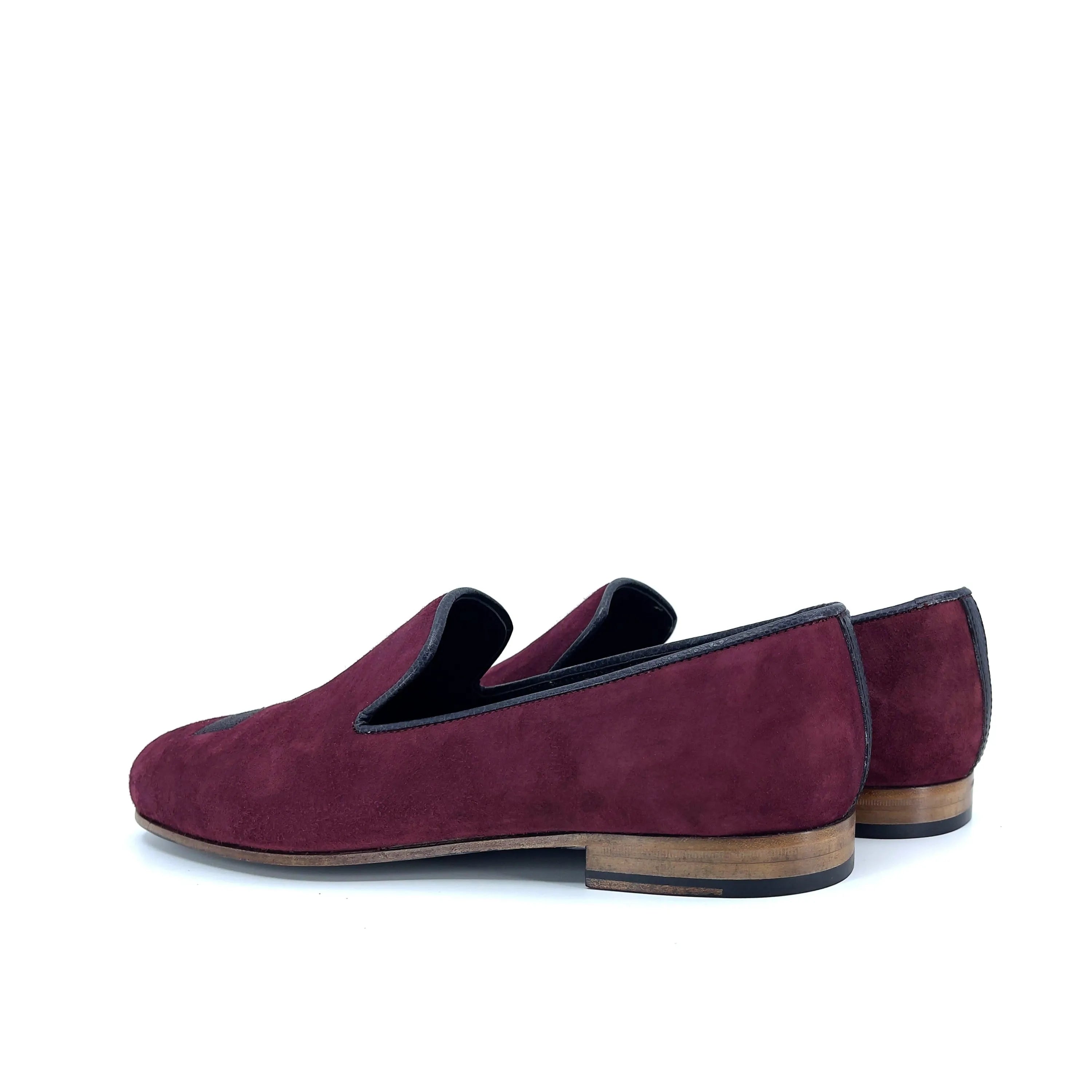 Burgundy suede loafers from the Shesthe1 Wellington slipon collection