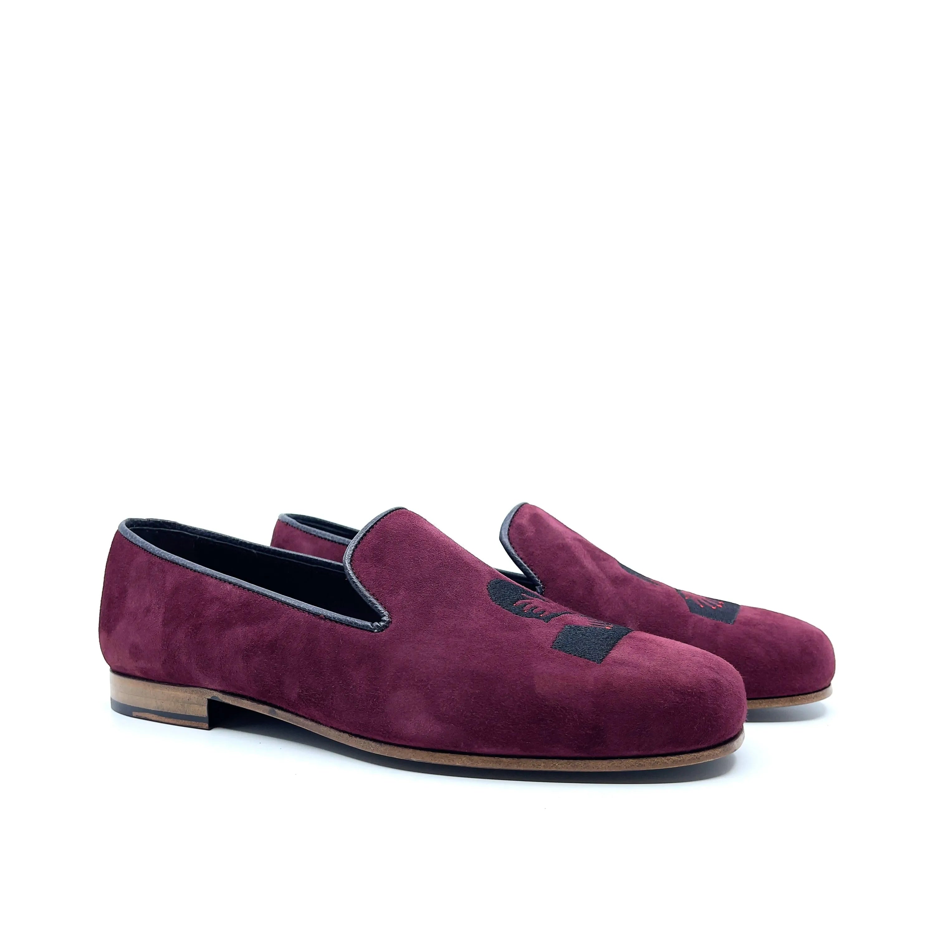 Burgundy suede loafers featured in Shesthe1 Wellington Slipon for stylish comfort