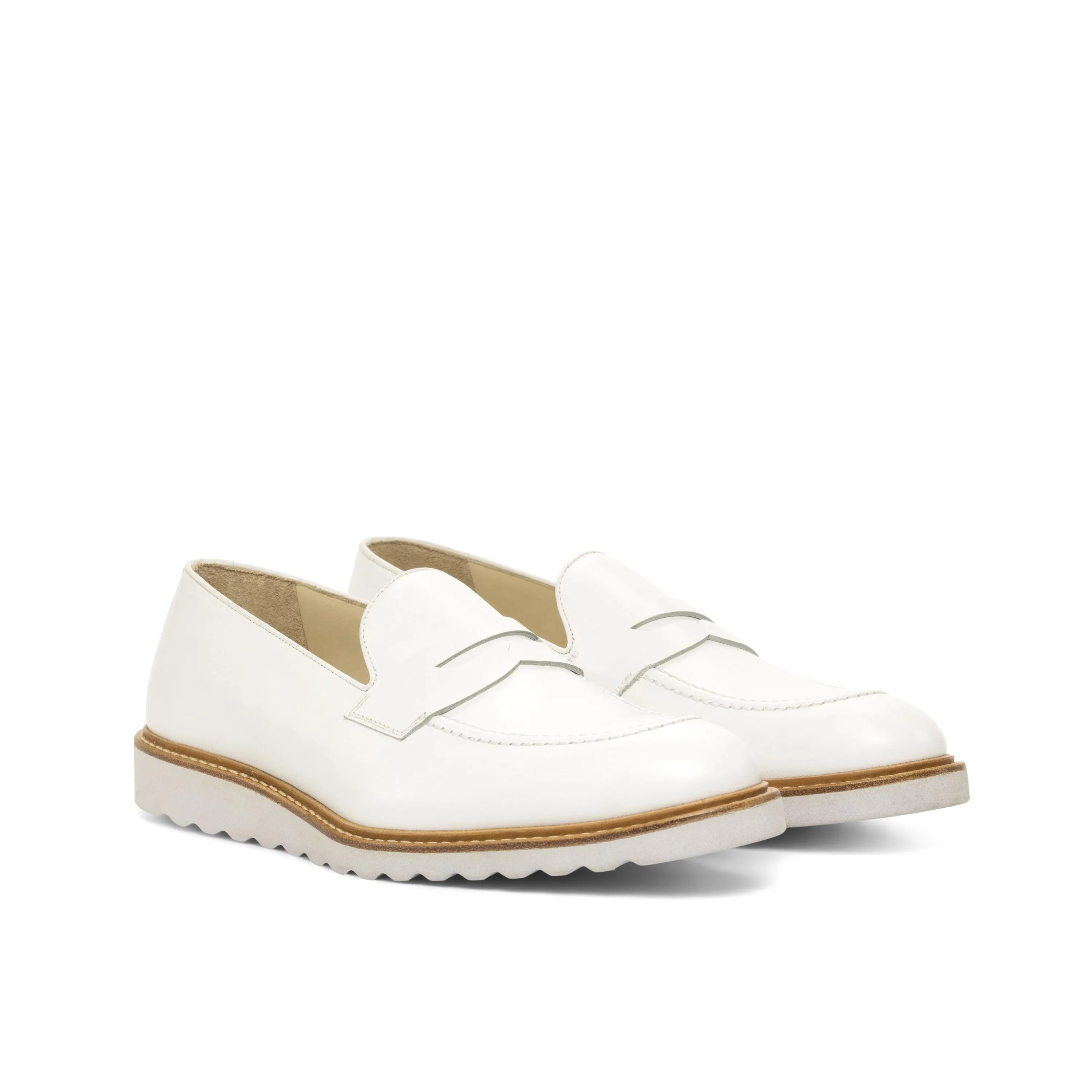 White leather Soho Loafers, a perfect choice among luxury bespoke shoes for men