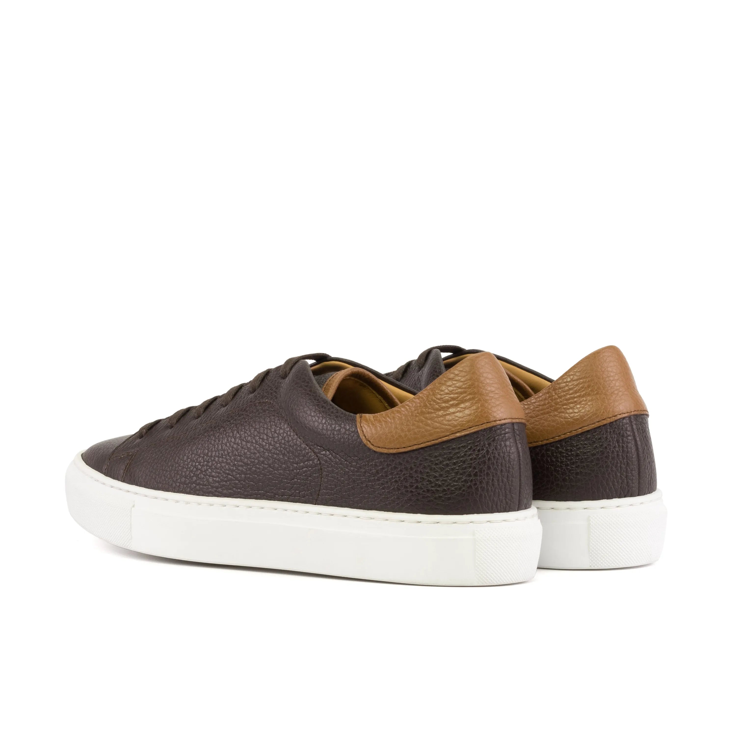Brown leather Soleil Trainer Sneaker crafted from Italian calf leather, featuring longwing blucher style