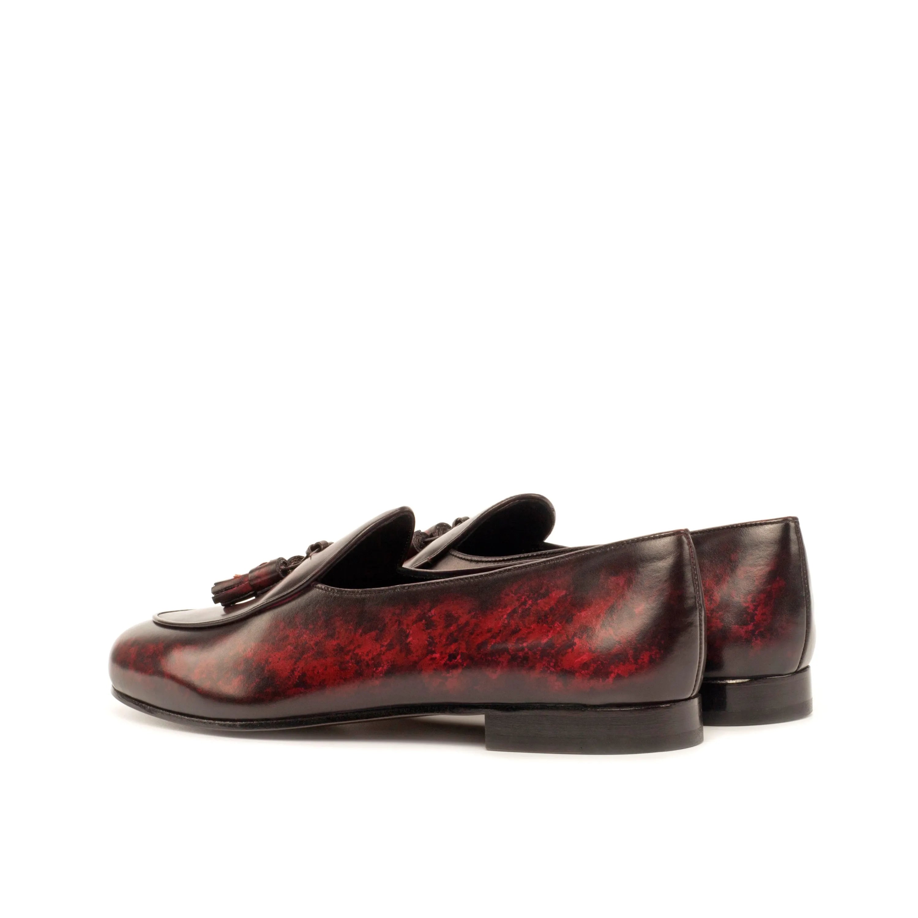 Burgundy leather tassel loafers from the SoLo Belgian Slipper collection