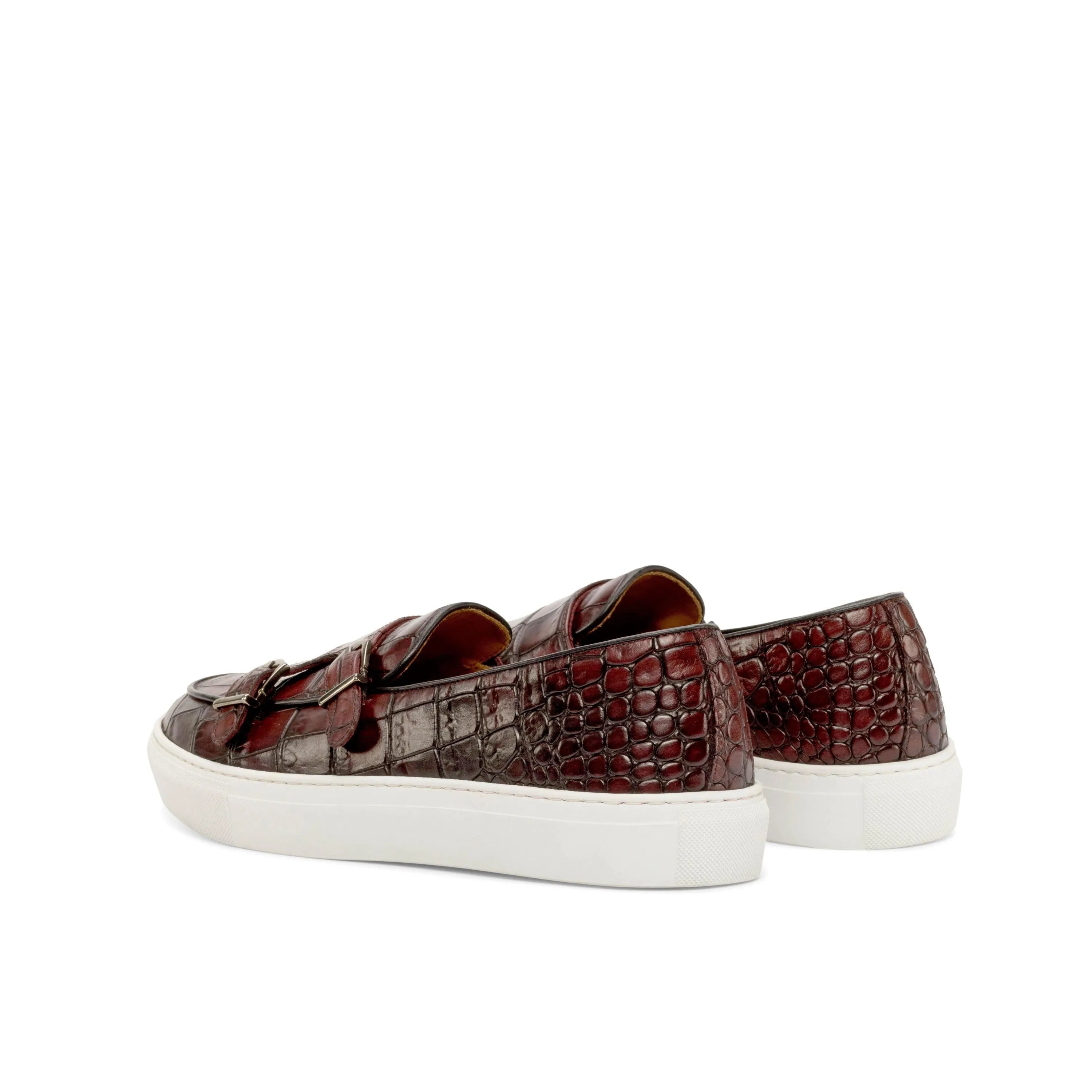 Burgundy crocodile-patterned leather Sos Monk sneaker II slip-on sneakers for casual style
