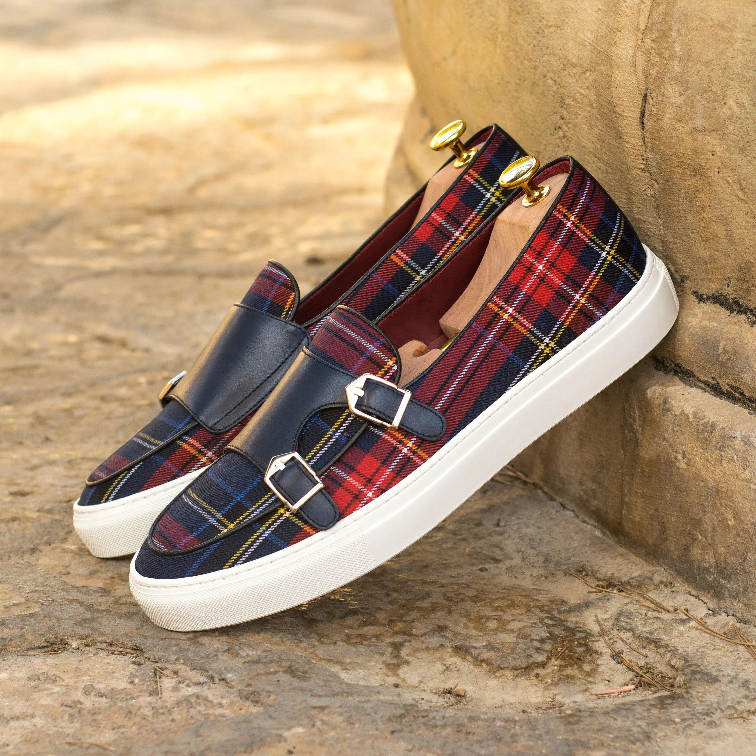 Sosa Grand Monk sneakers in plaid design featuring painted calf leather for style and comfort