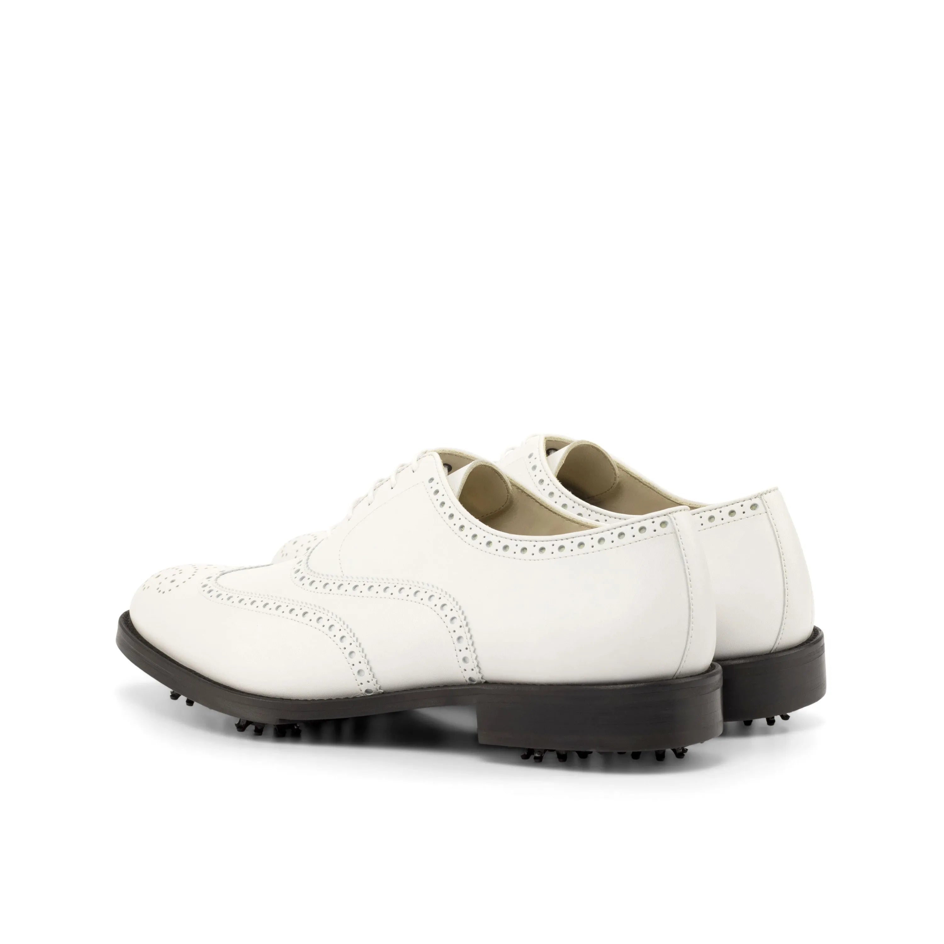 White leather Stan Full Brogue Golf Shoes II, stylish brogue golf shoes for performance