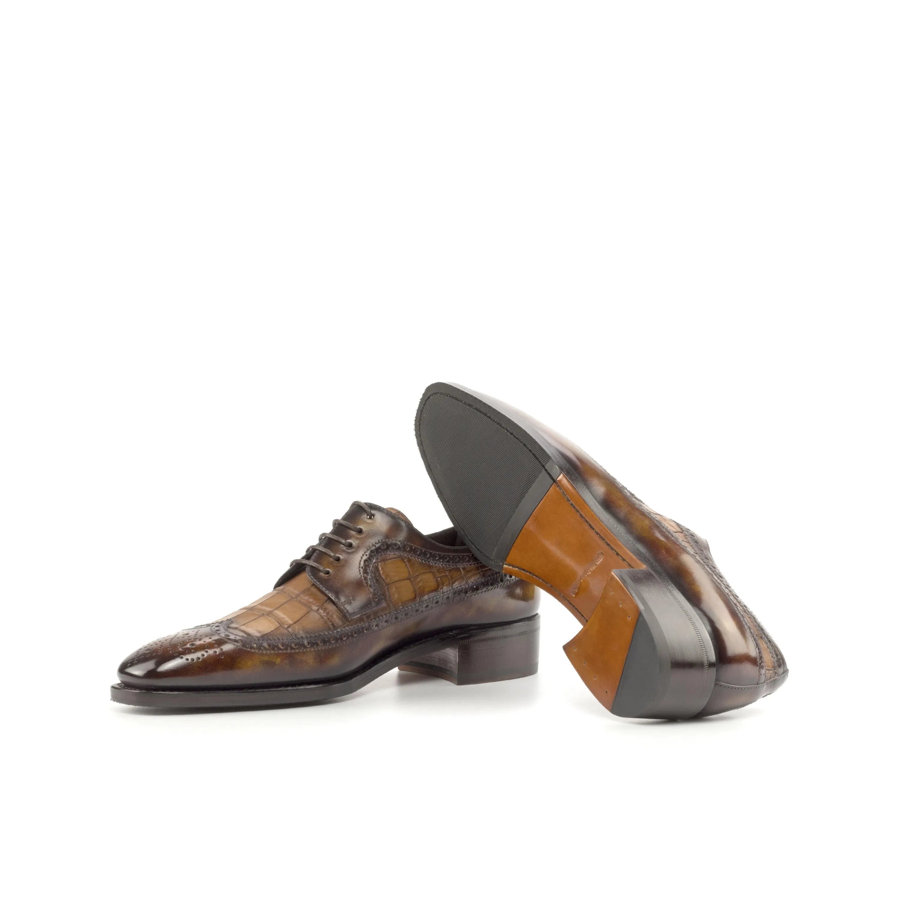 Brown leather Stanley Patina Longwing Blucher II, a stylish long wingtip blucher