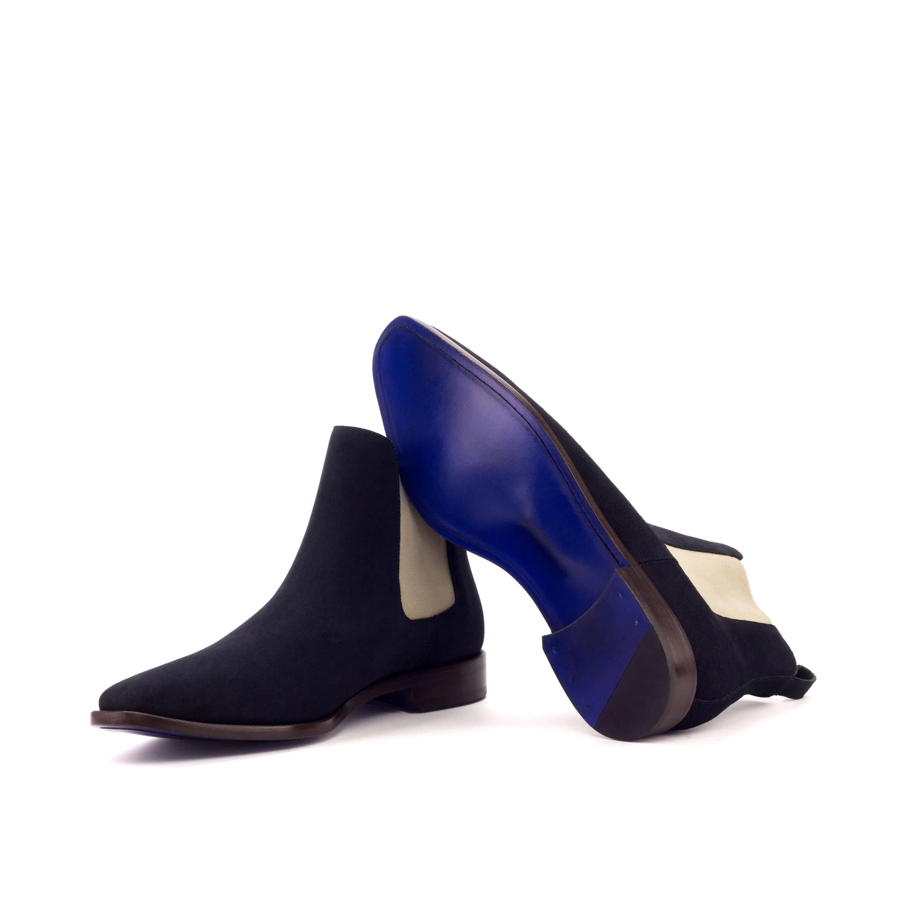 Pair of black Chelsea Suede Boots with blue soles from the Star Chelsea Suede collection