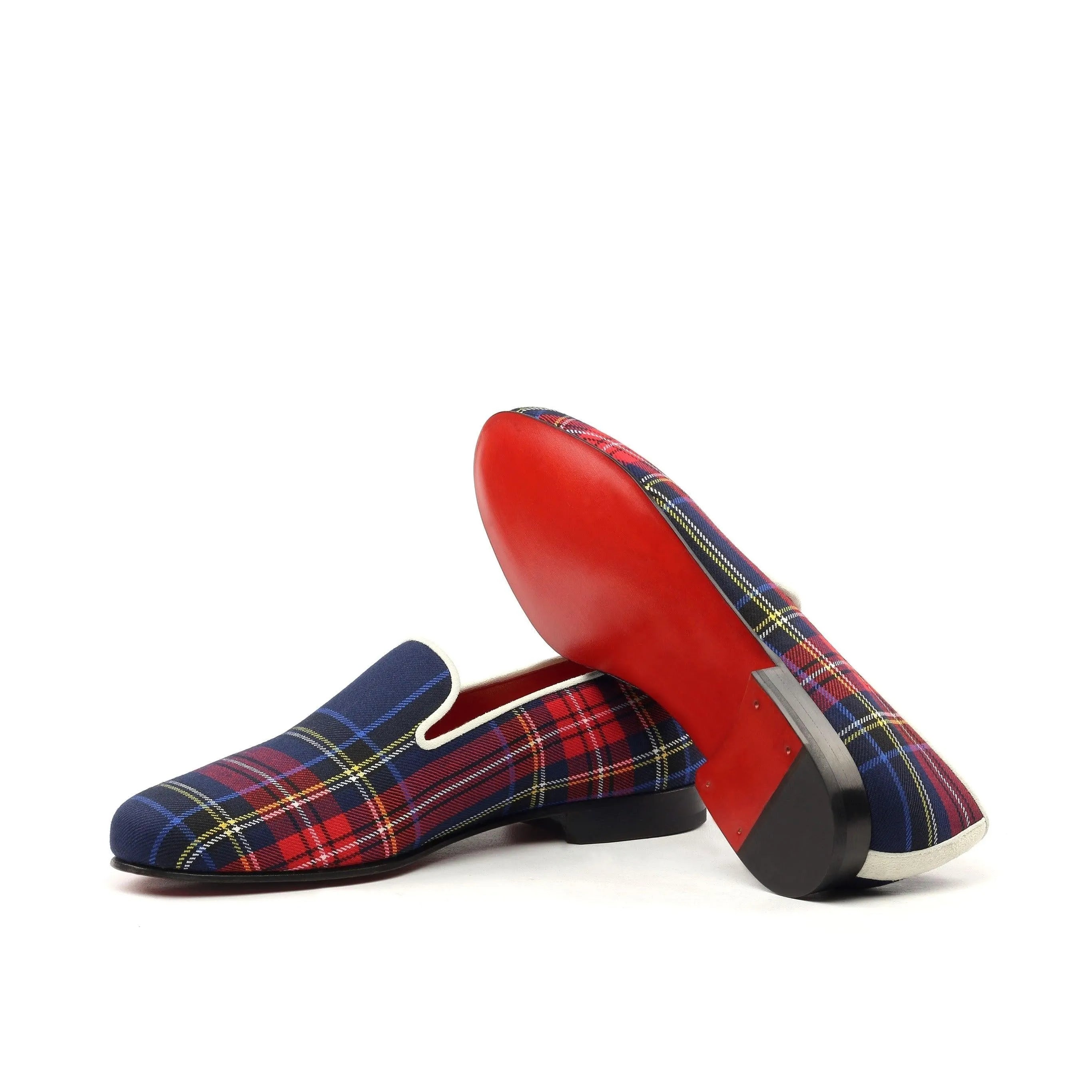 Plaid patterned loafers with red soles from Stefano Wellington Slipon II collection
