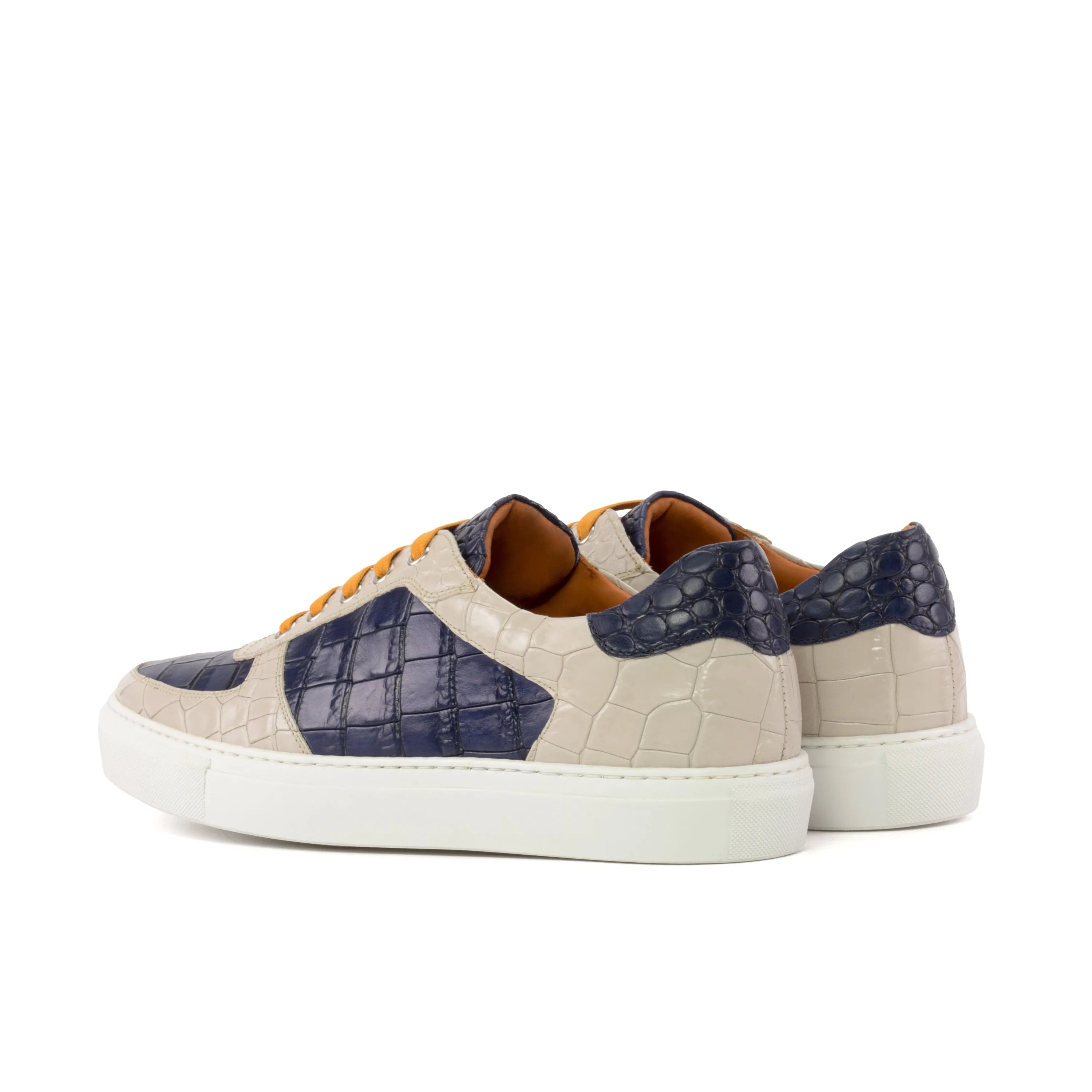 Two-toned crocodile-textured Sunda Low Top Sneakers in stylish trainer design