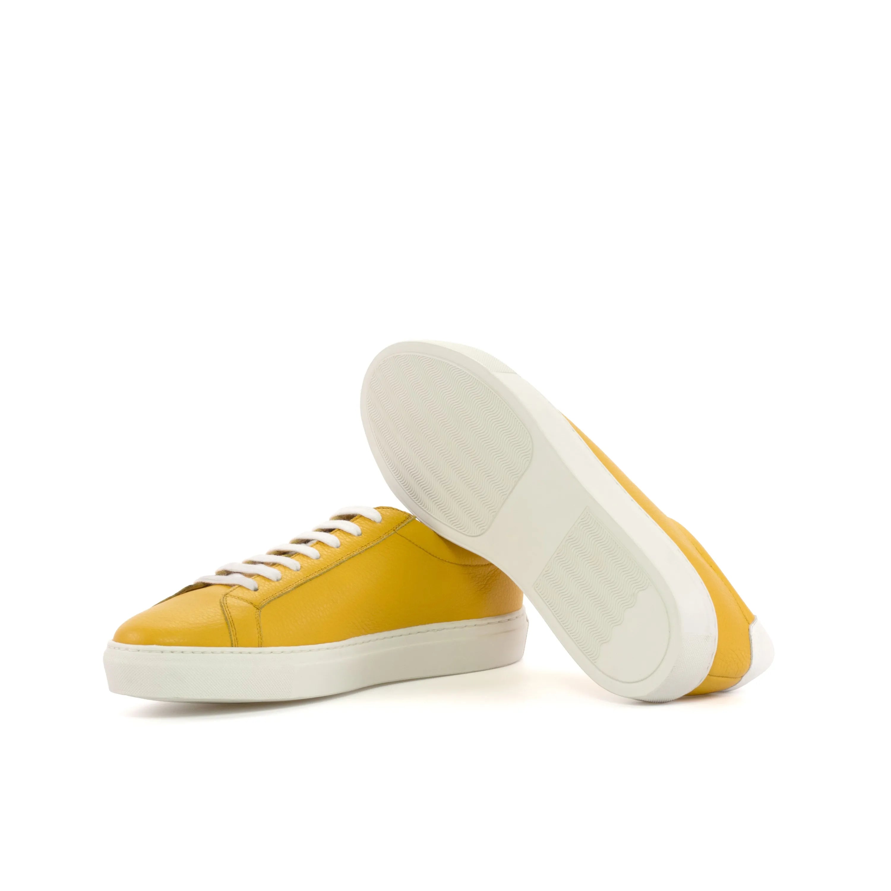 Yellow Grain Calf Leather Sunnies Low Kick Sneakers II for stylish casual wear