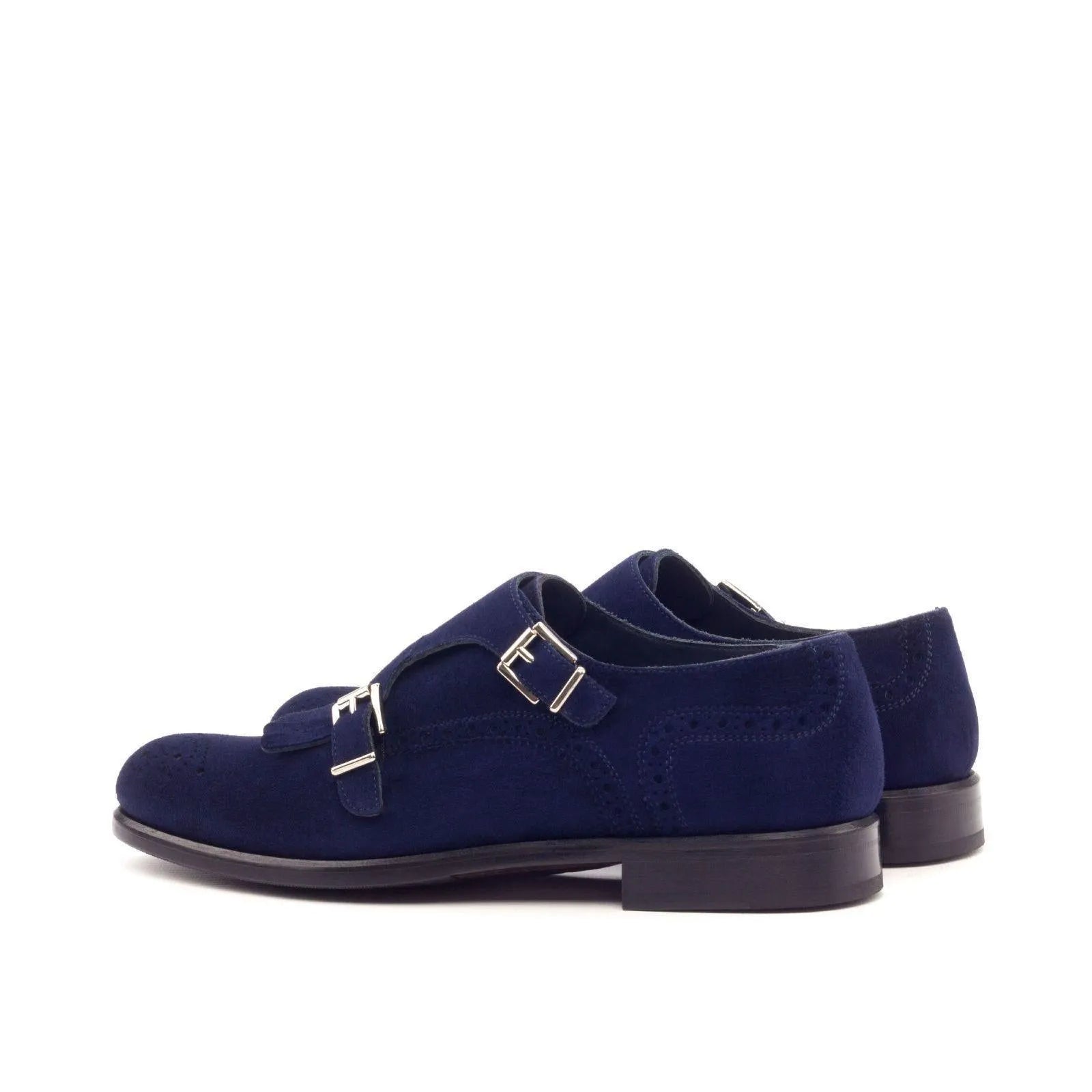 Pair of navy suede double monk strap shoes from Susan Kiltie ladies collection