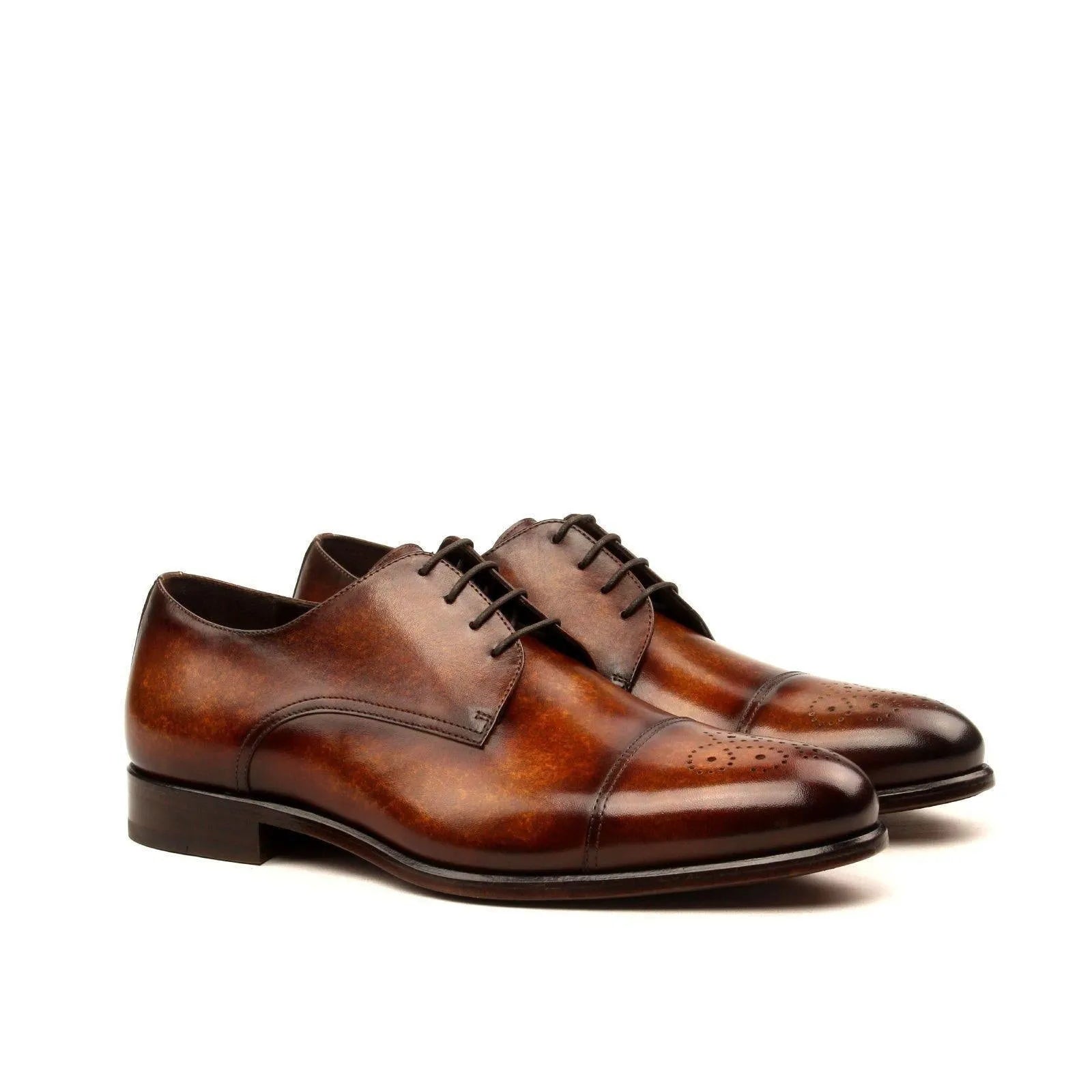 Brown leather T Hardy Derby II shoes featuring a rounded toe, luxury bespoke shoes for men