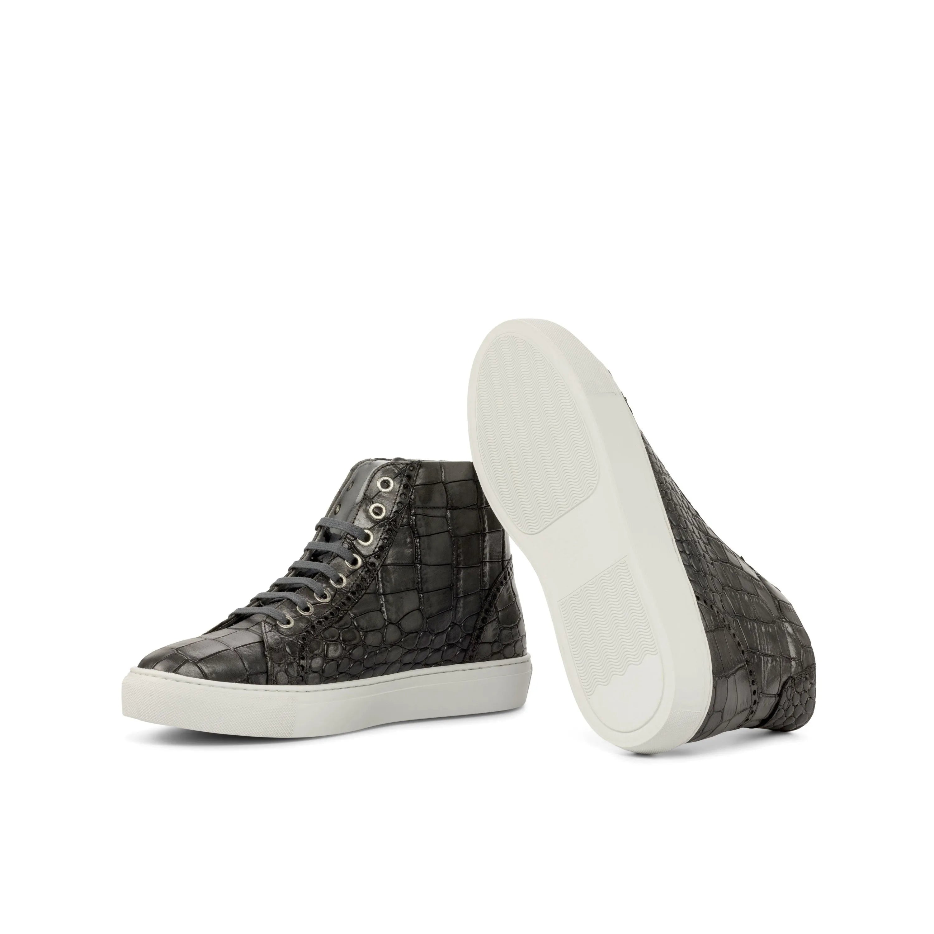 Gray crocodile-patterned T9 High Kicks Sneakers II for stylish and trendy footwear choices