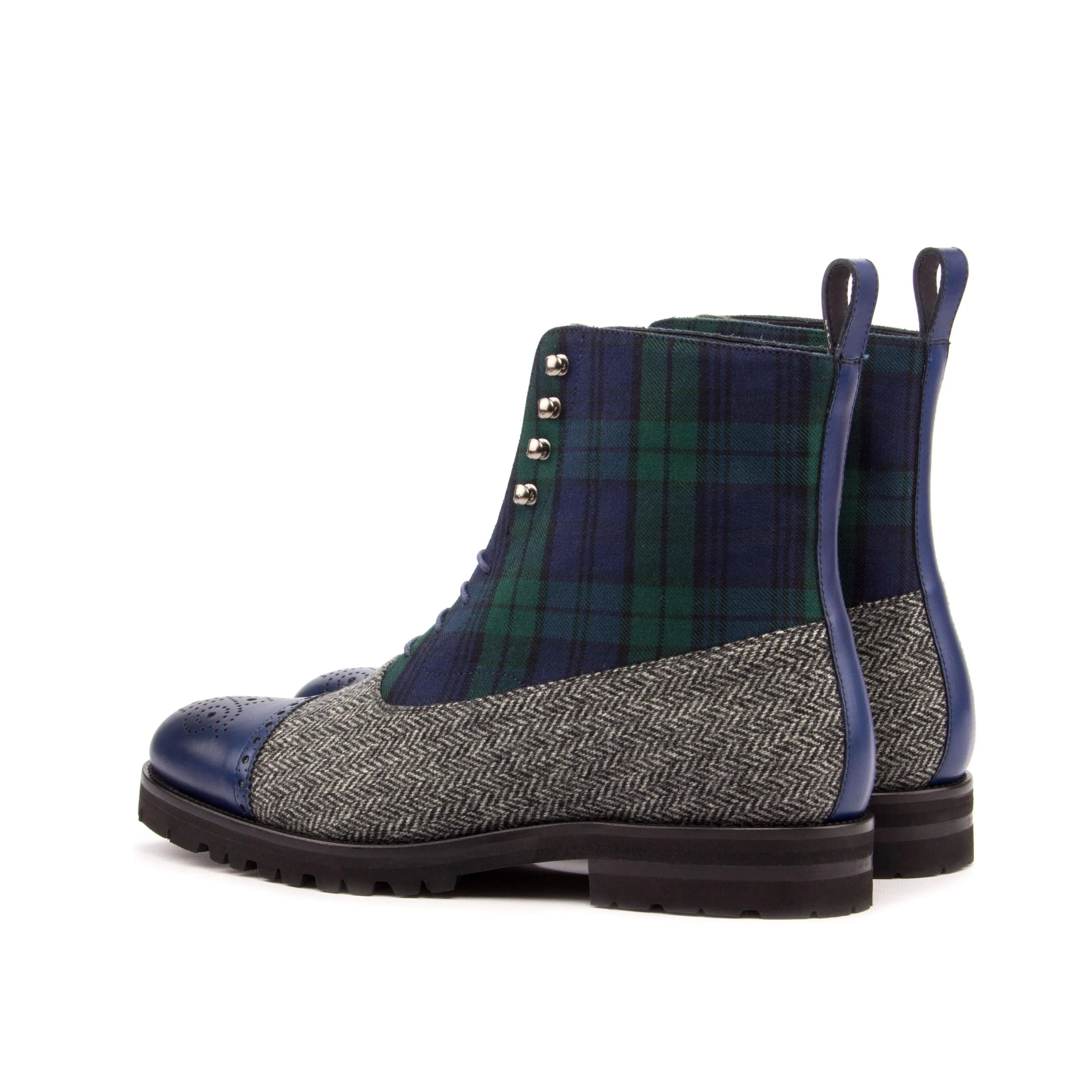 Tartan and herringbone lace-up boots in Tapies Balmoral Boots II with Goodyear welting