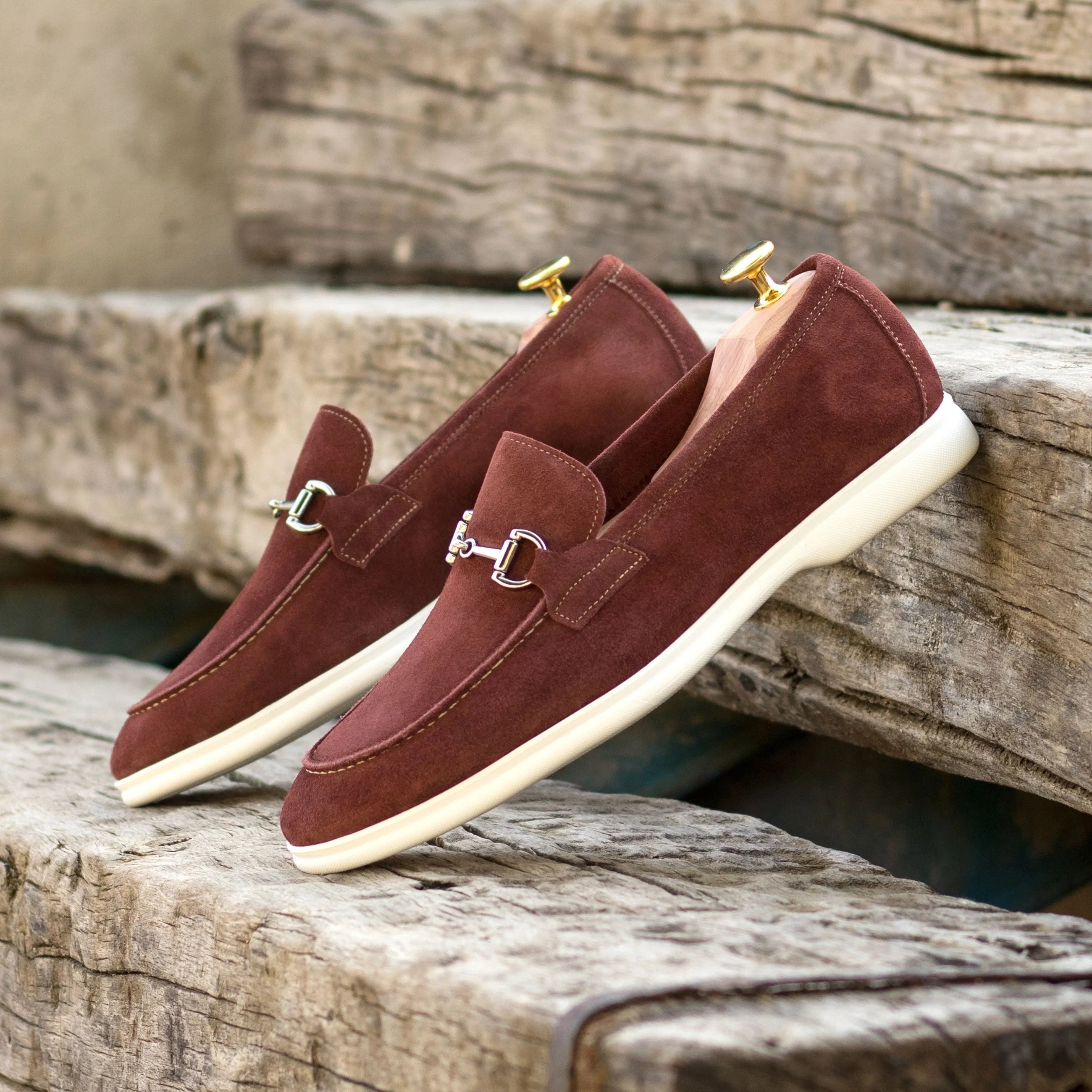 Burgundy suede loafers from Teo Moc Flex Shoes exemplifying stylish comfort and quality