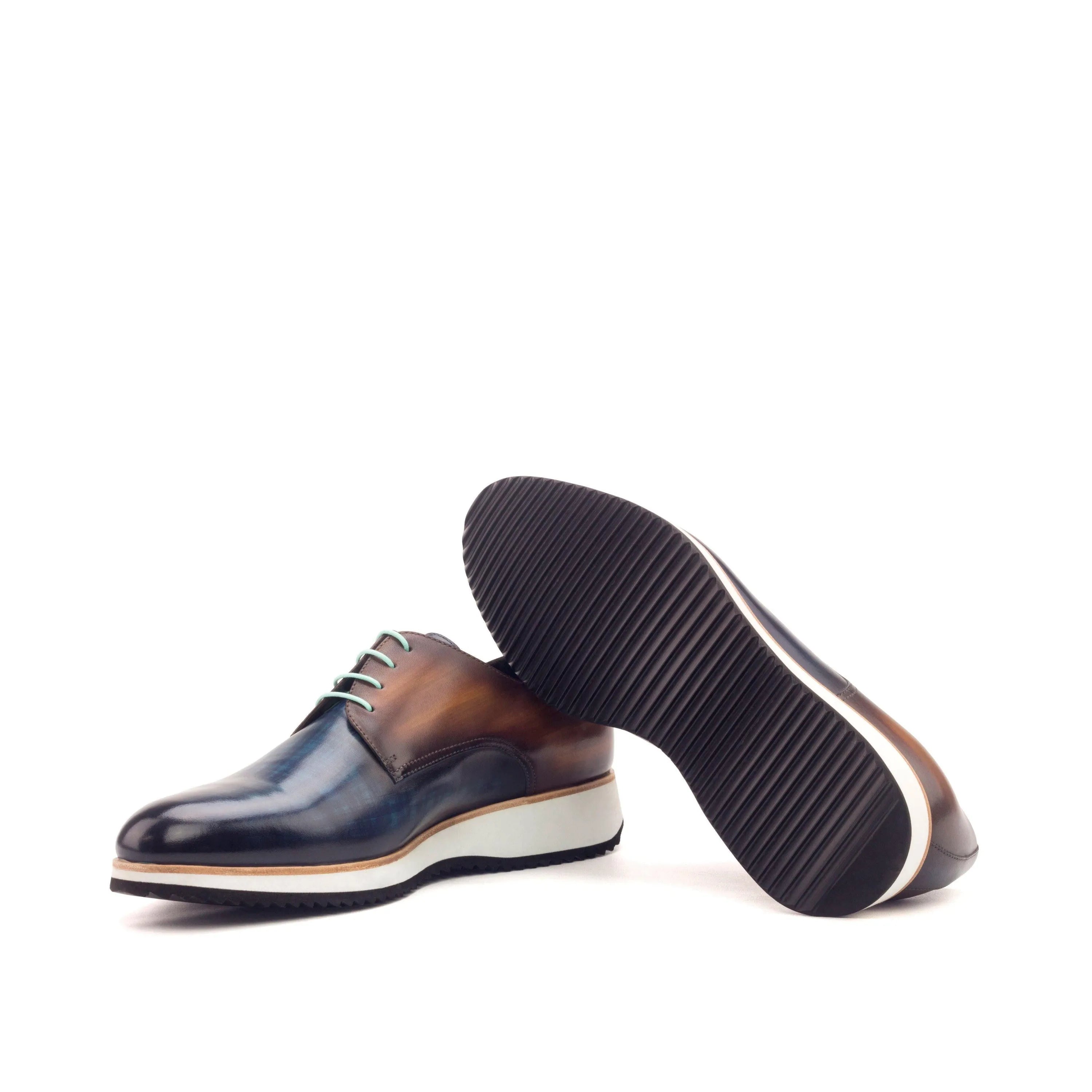 Two-toned leather Testino 2 Derby Patina II shoes with a rounded toe design