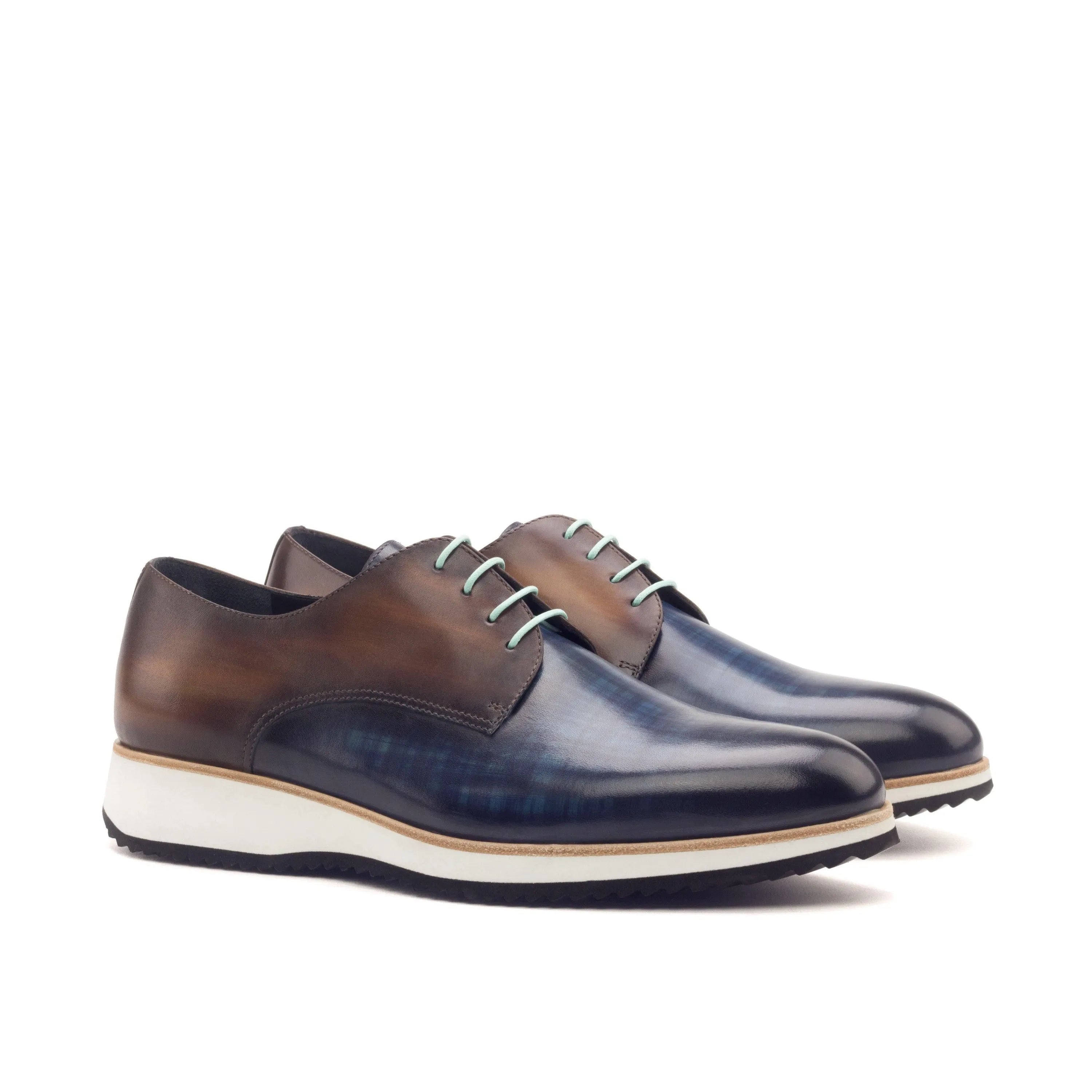 Two-toned leather Testino 2 Derby Patina II shoes with rounded toe design