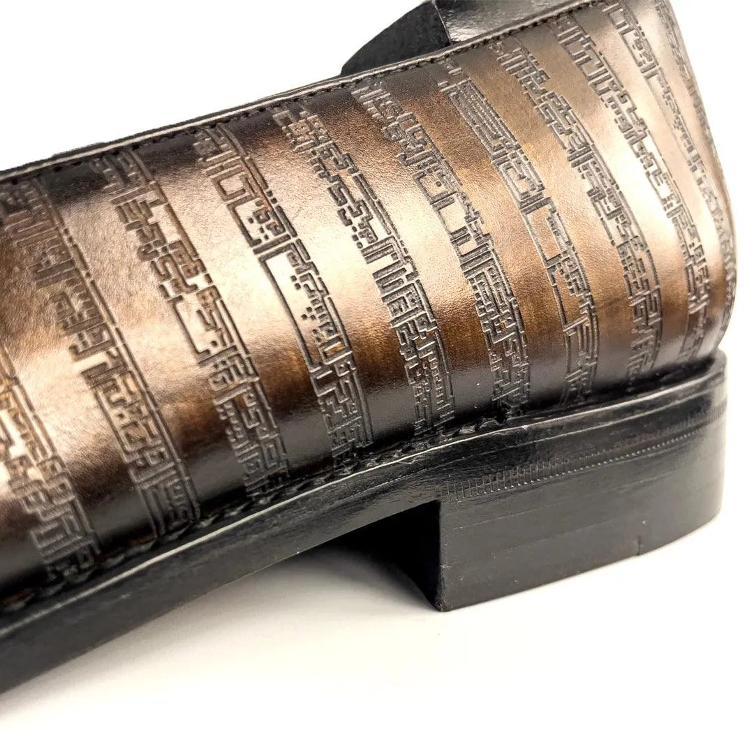 Brown leather loafer with embossed pattern from Poet VIII Patina collection