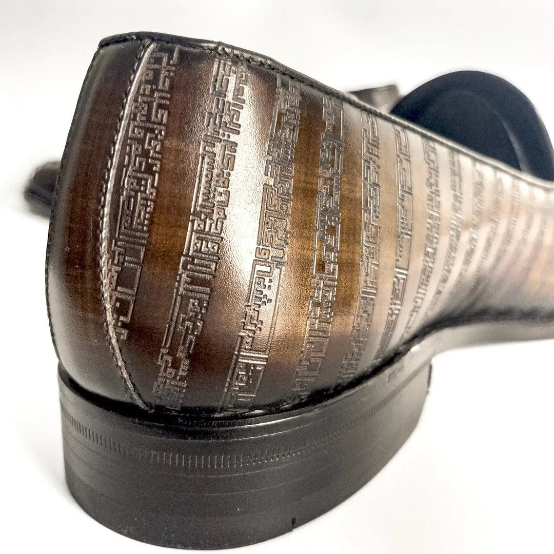 Patterned leather loafer, The Poet VIII Patina, featuring a unique Papiro Patina design