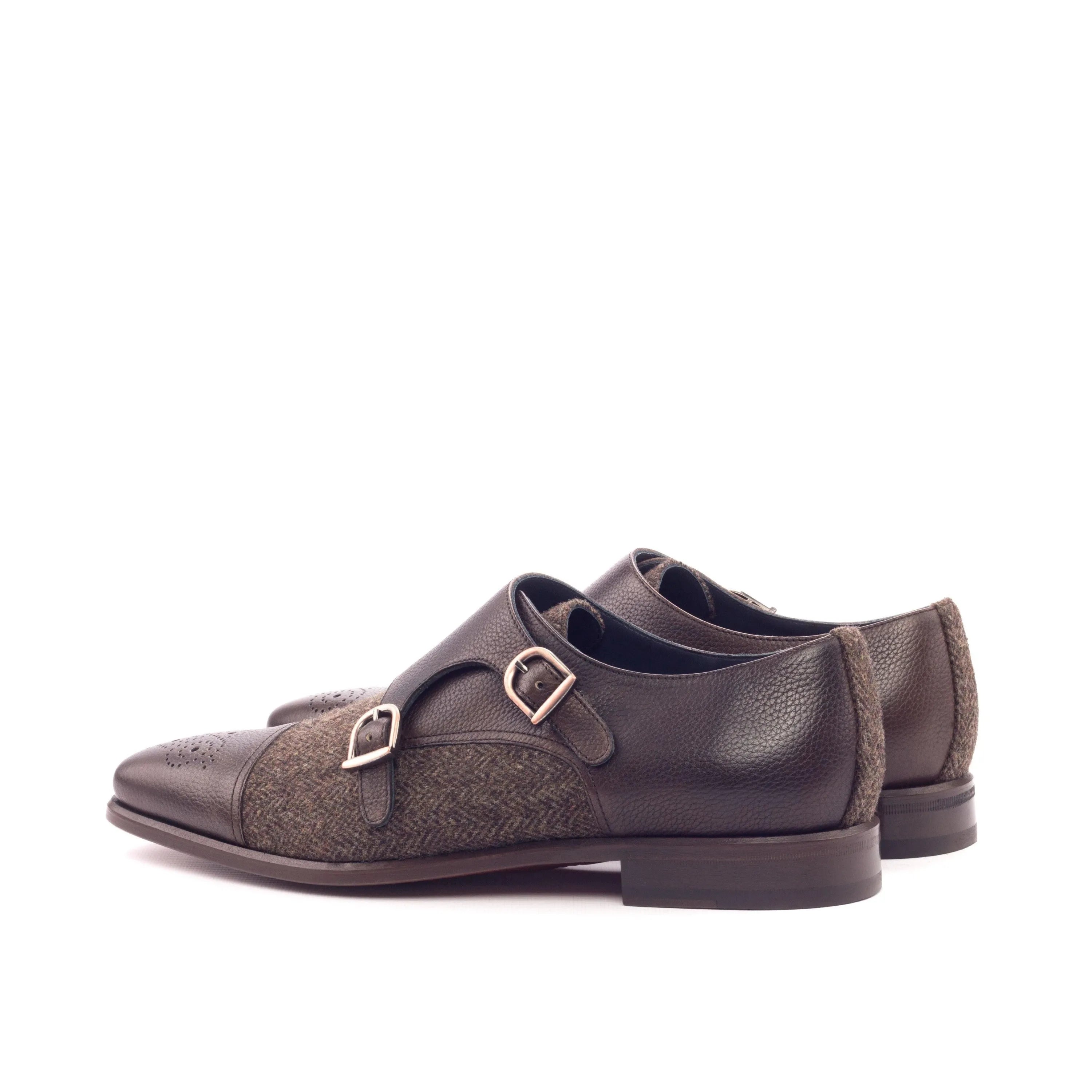 Brown leather Tima Double Monk II shoes featuring elegant double monk straps