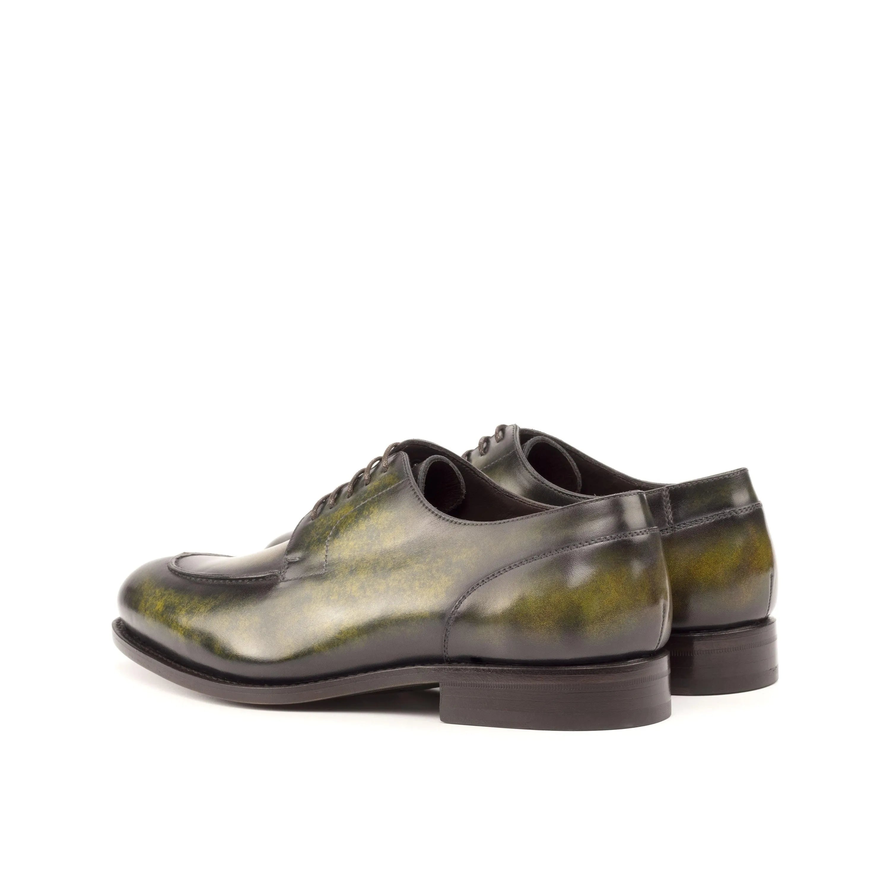 Olive green leather Timadeias Patina Derby Split Toe II shoes for stylish footwear