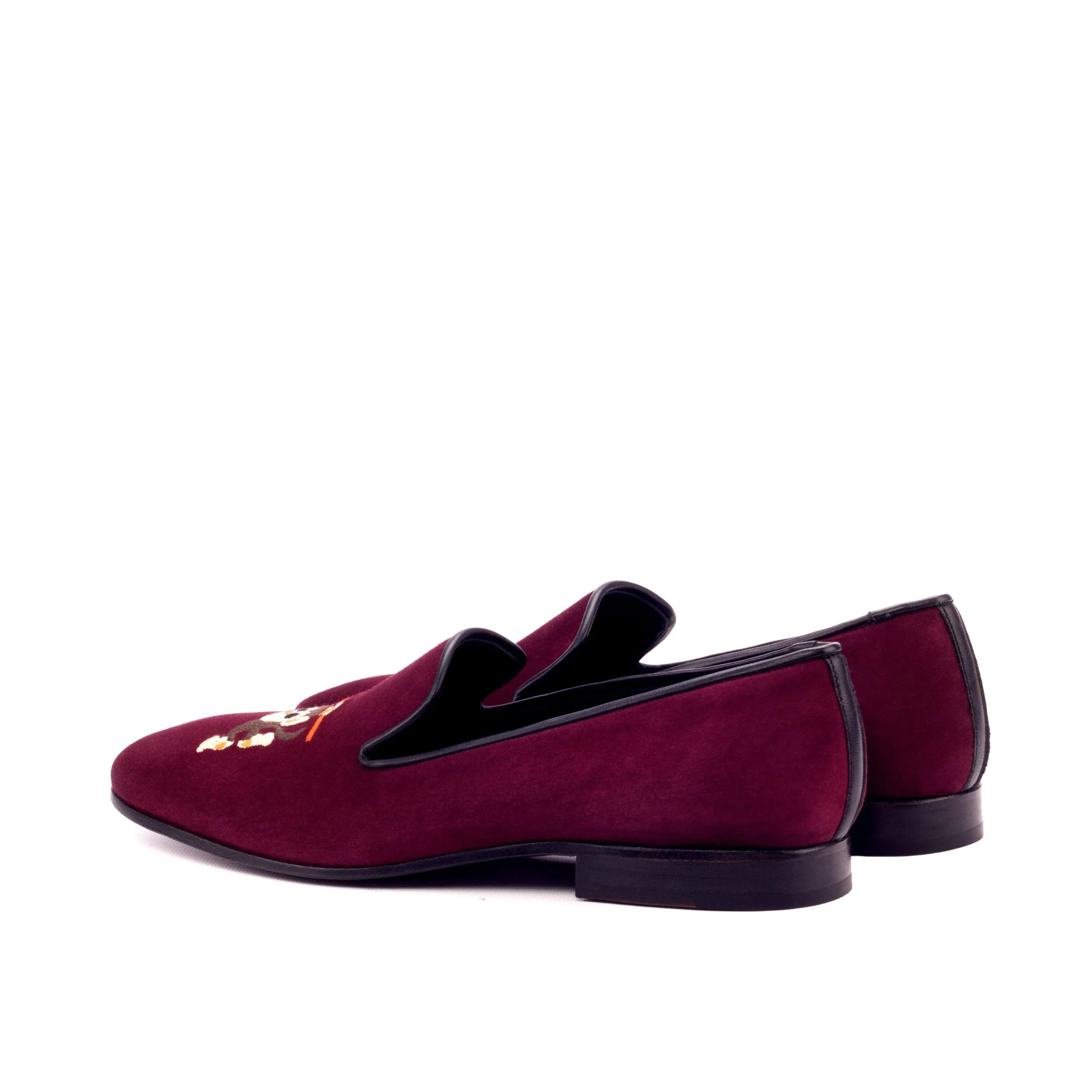 Burgundy suede loafers in the Tito Drake Slipon style for elegant footwear choices
