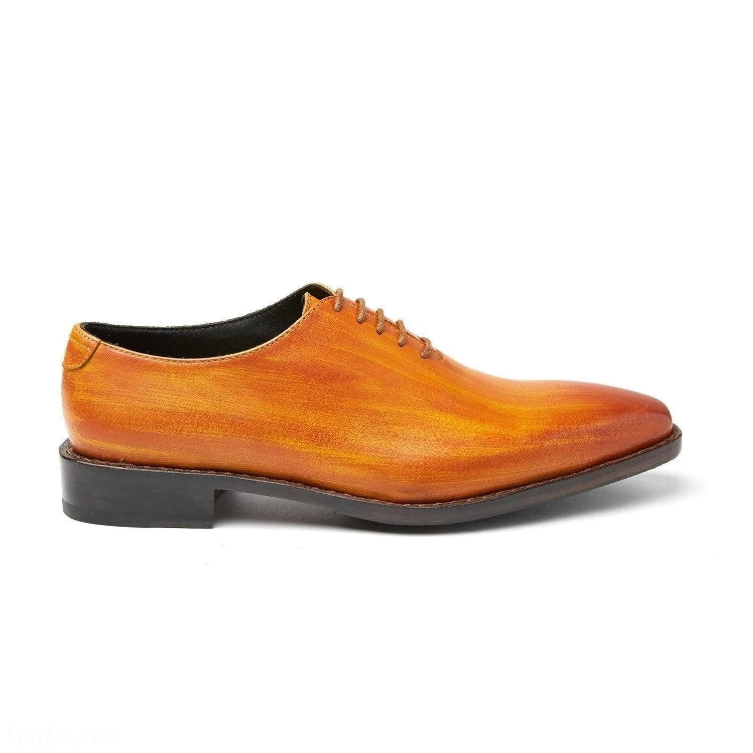 Orange leather elegance Wholecut shoe from Touched by Elegance, luxury bespoke shoes for men