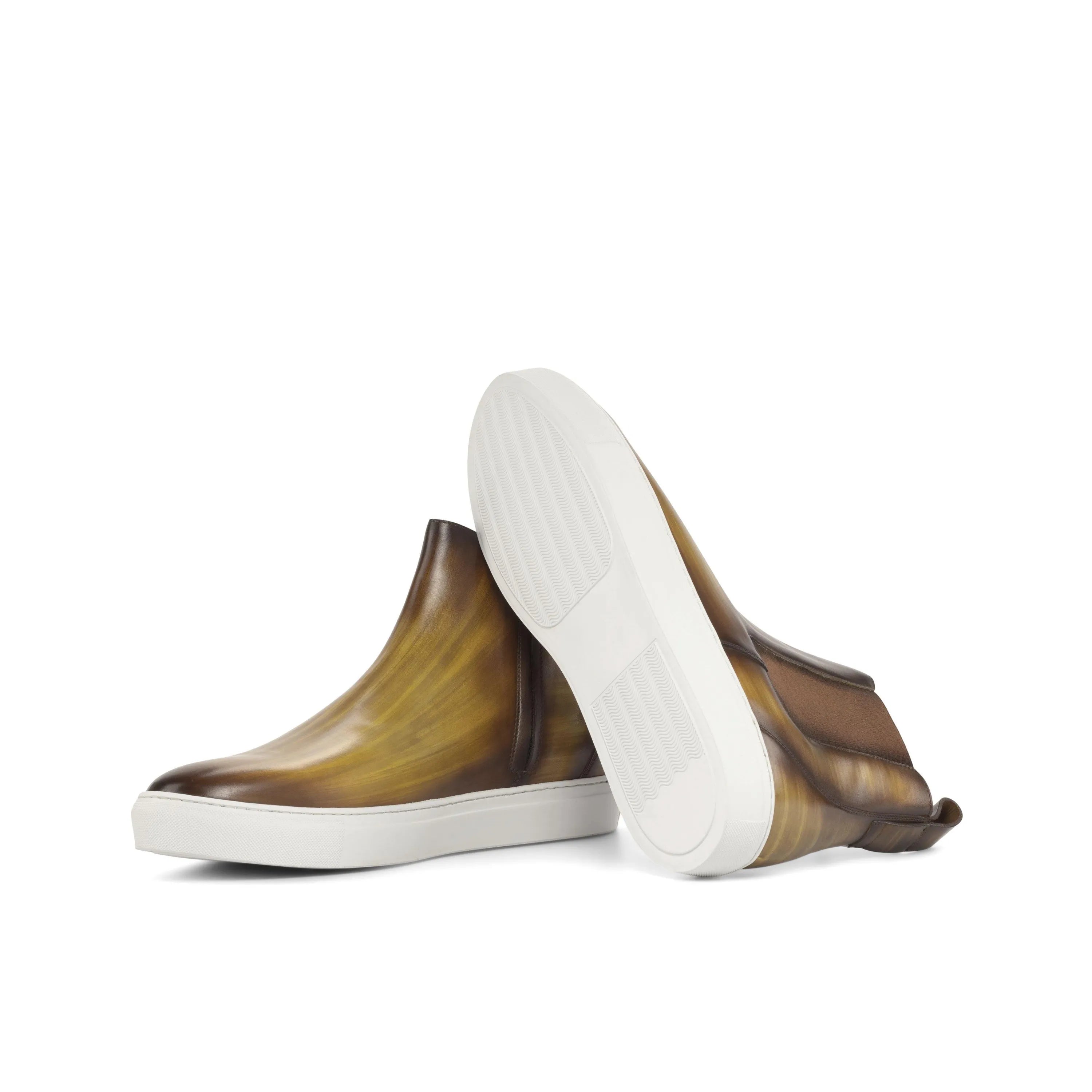 Pair of brown leather Trinidad Chelsea sneakers, stylish Chelsea sneaker boots for all occasions