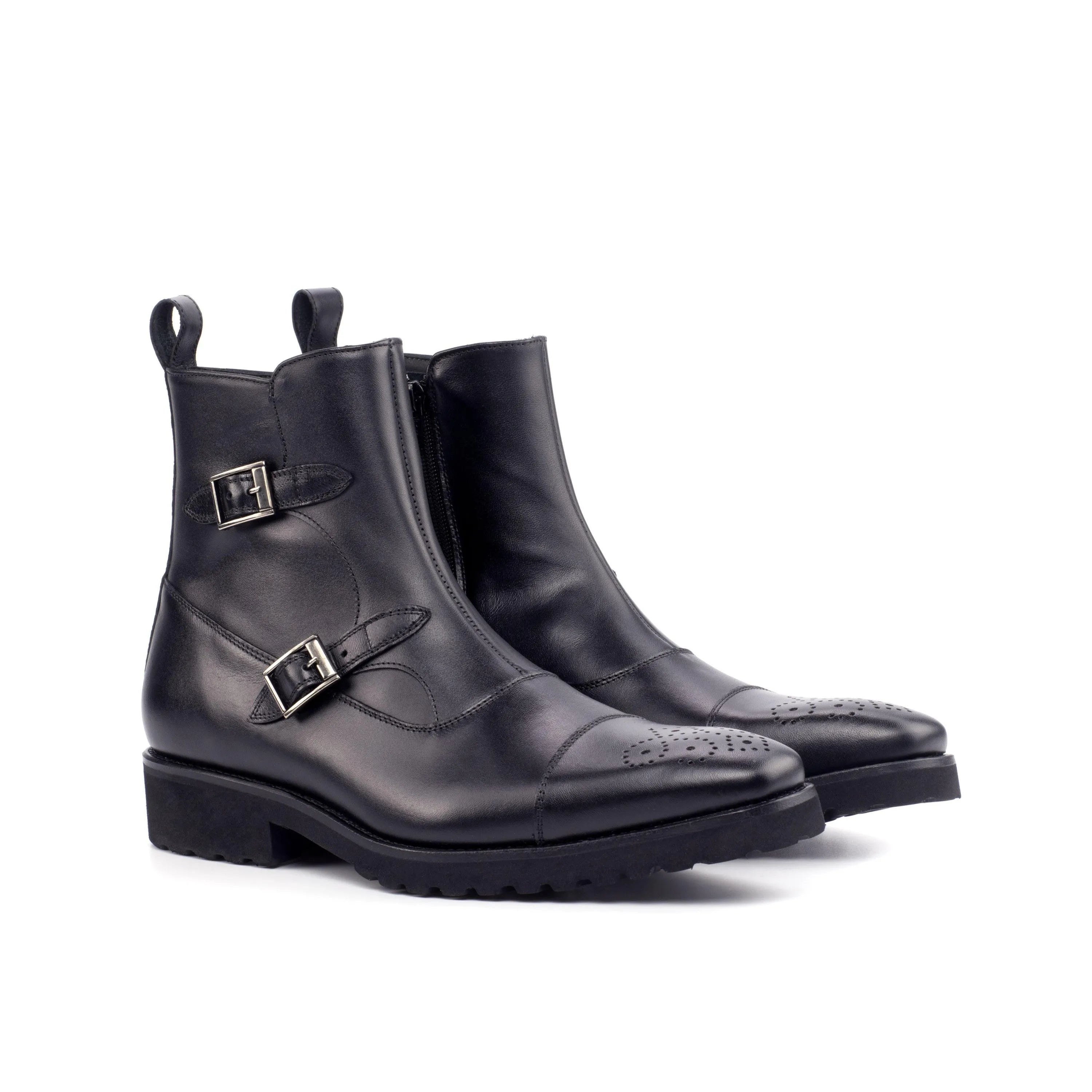 Black leather monk strap boots from Tulum Octavian Boots II, stylish and versatile footwear