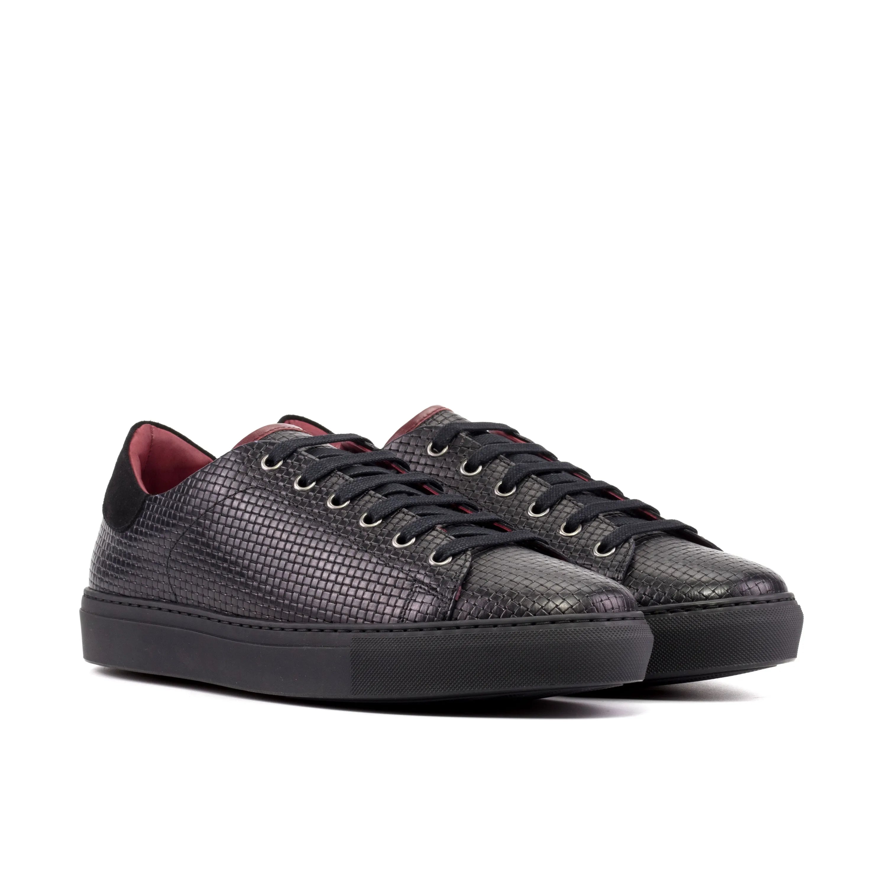 Black textured calf leather Twilight Trainer Sneaker with cupsole for ultimate style