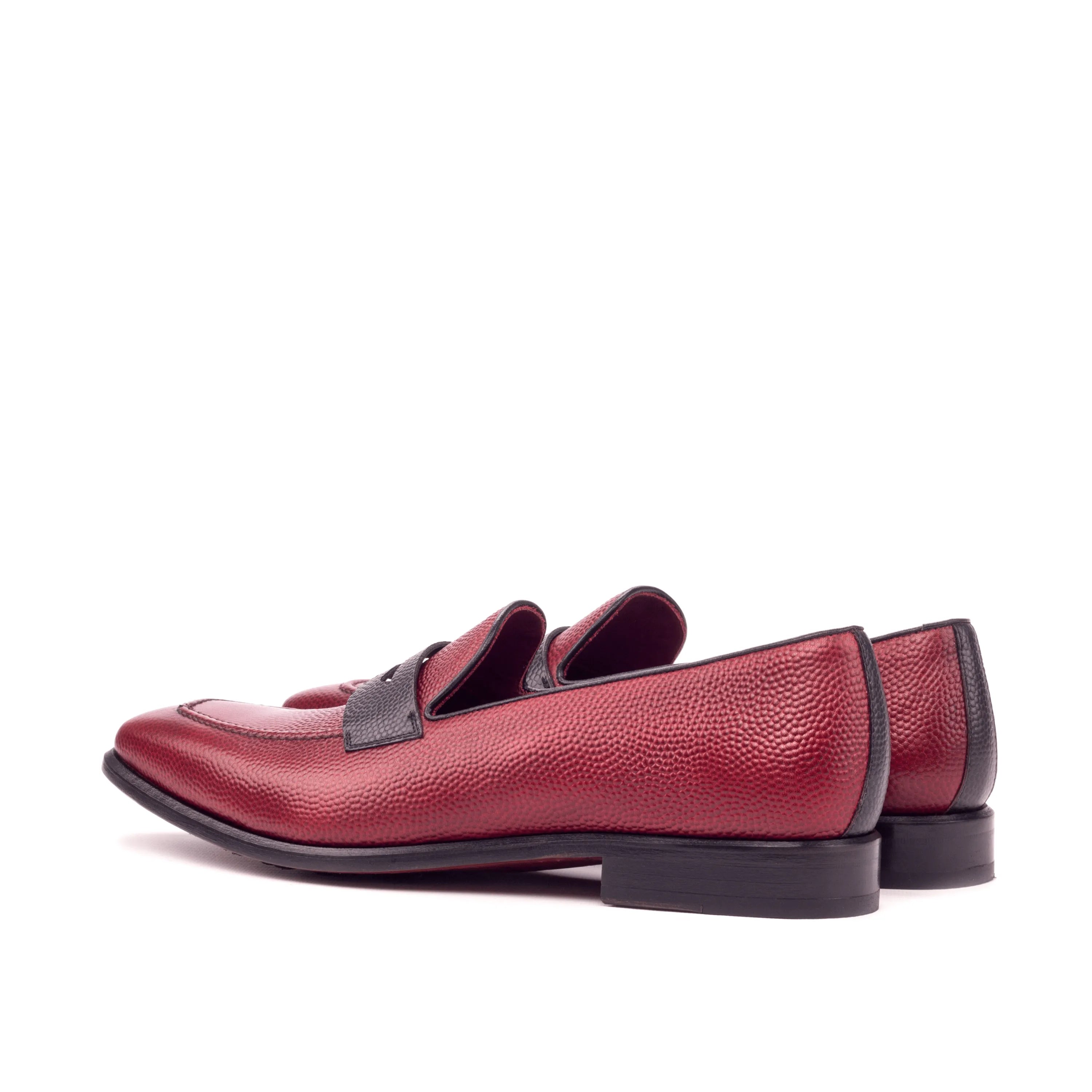 Burgundy leather penny loafers from Tzu Loafers, luxury bespoke shoes for men