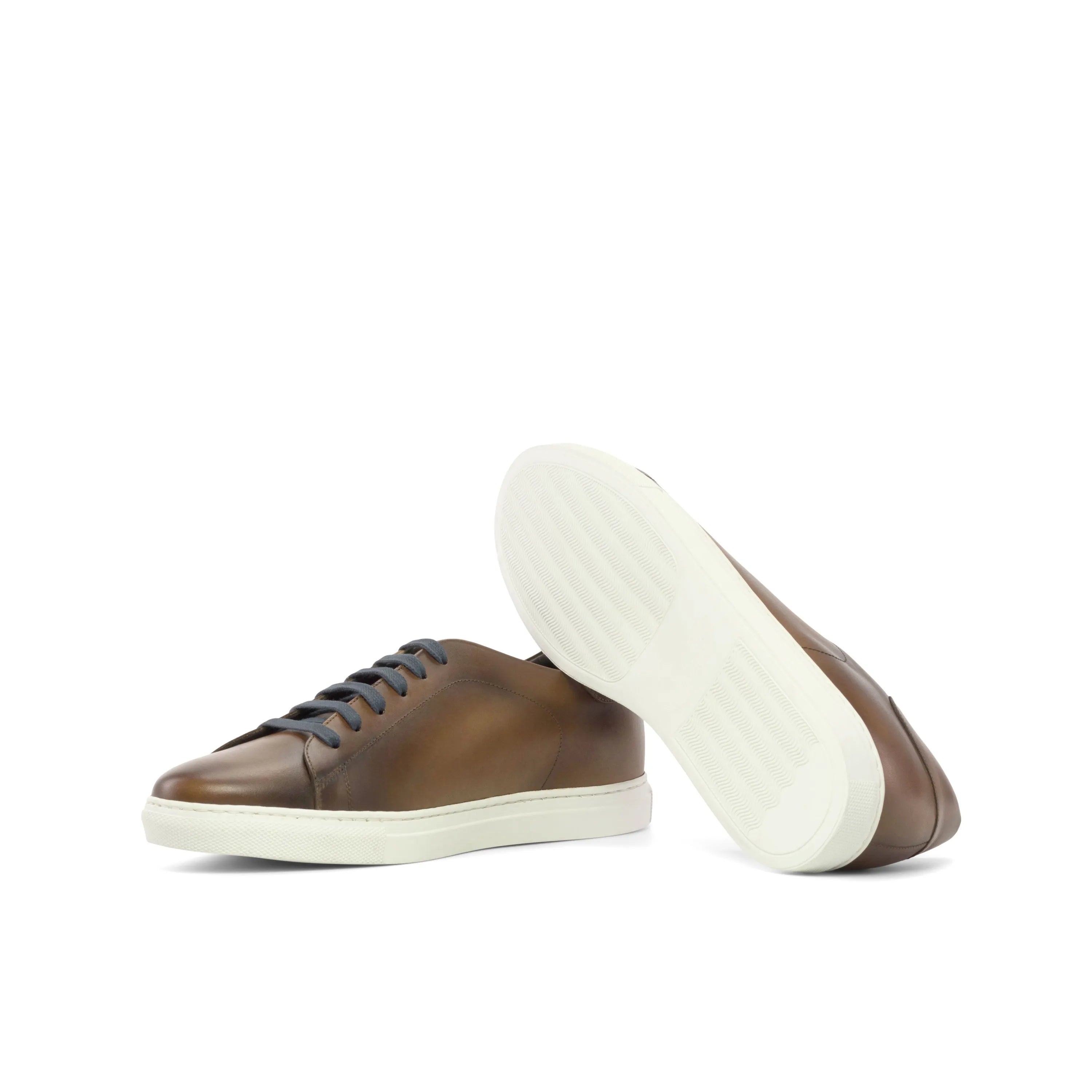 Brown leather Ugo Trainer Sneakers with white cupsole for a stylish, fast lane look