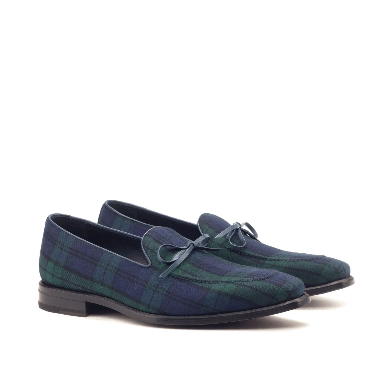 Plaid patterned leather loafers, Valdes Loafers II, luxury bespoke shoes for men