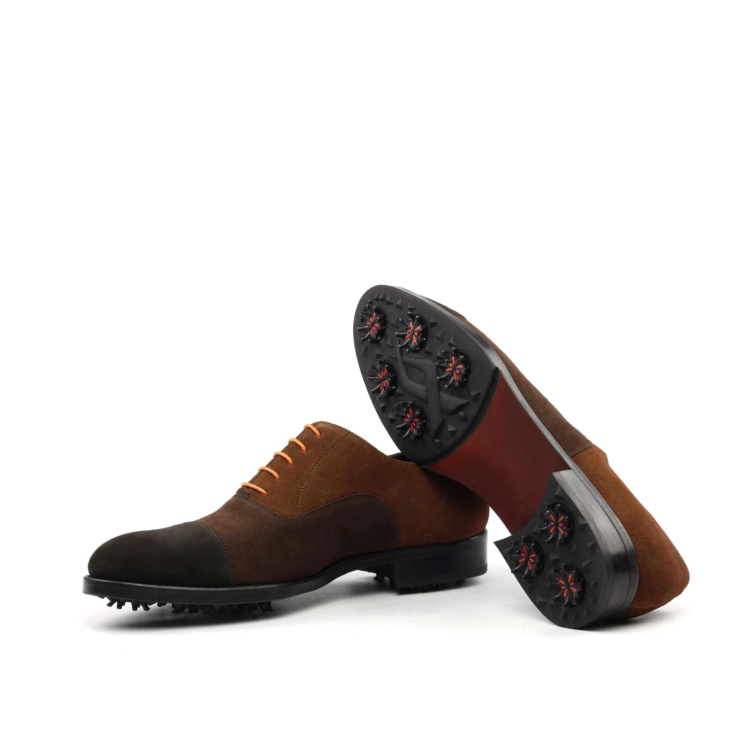 Brown leather Vardon Oxford Golf Shoes, stylish and durable oxford golf shoes for athletes