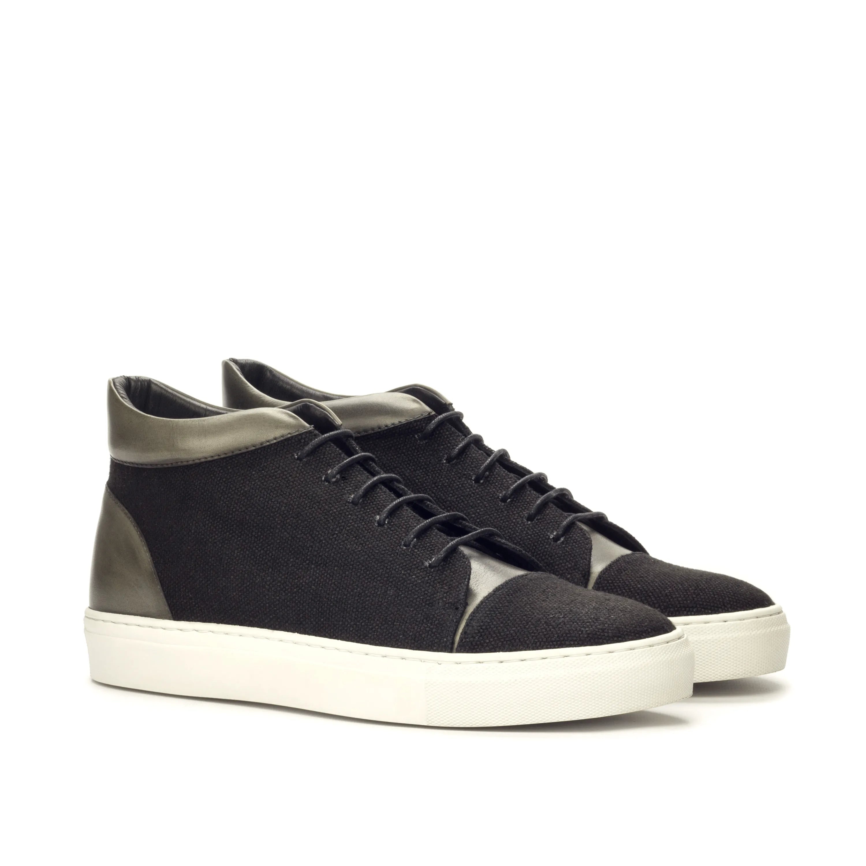 Black high-top sneakers from Vega High, luxury bespoke shoes for men