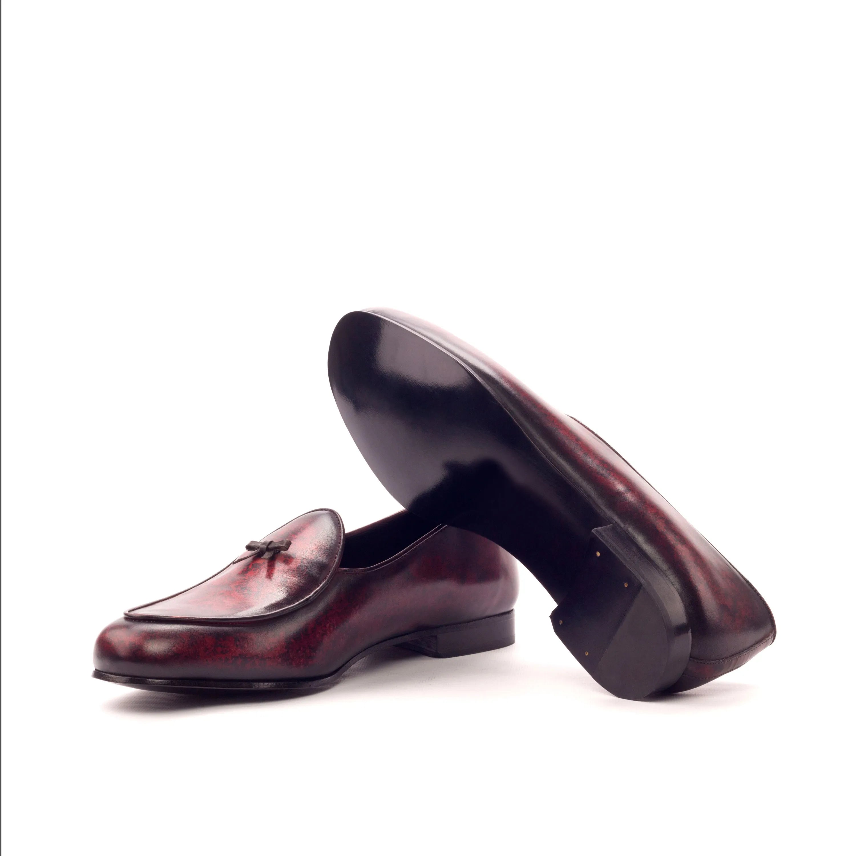 Burgundy leather tassel loafers from Vegas Patina Belgian Slipper collection