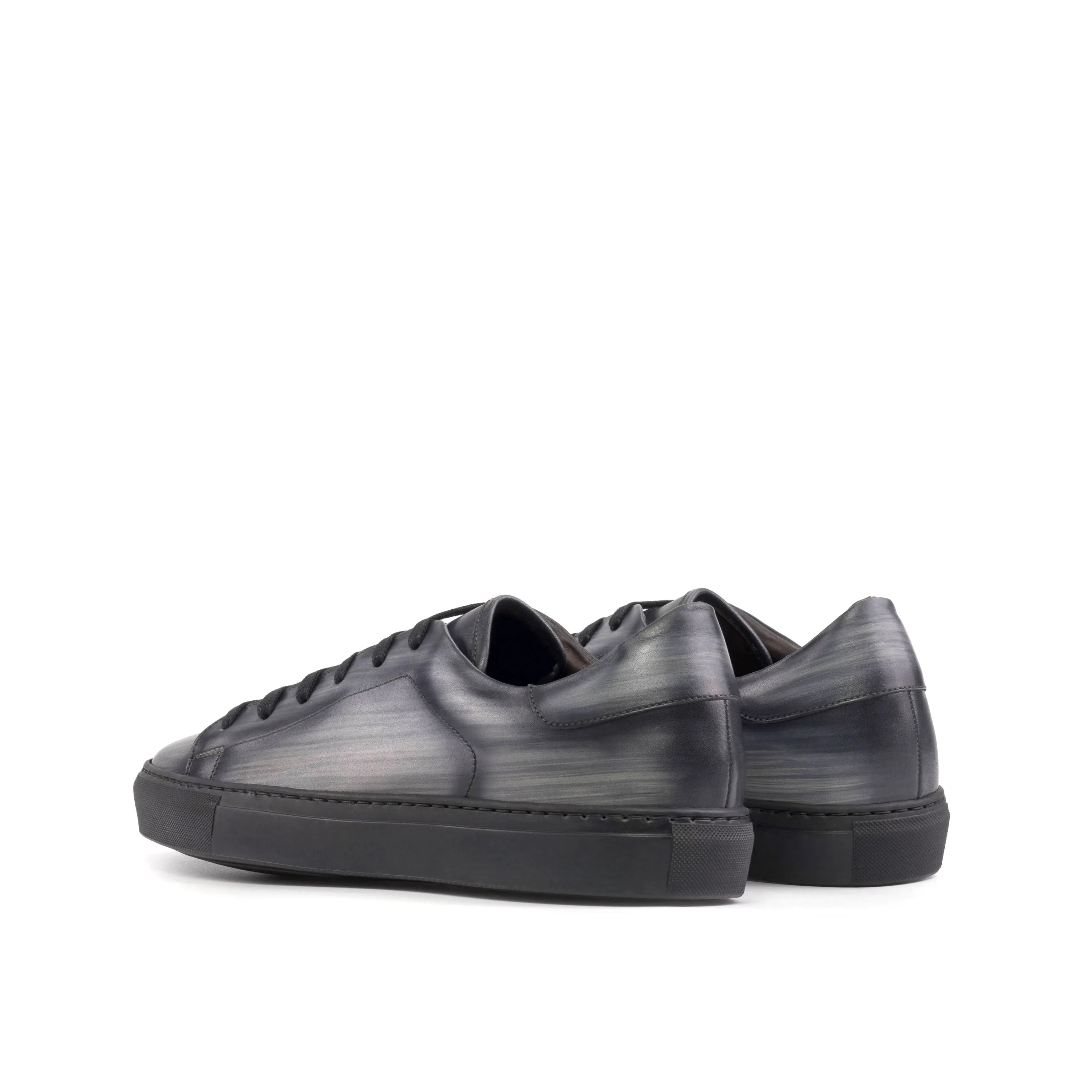 Gray leather Verve Trainer Patina sneakers featuring a sleek cupsole design