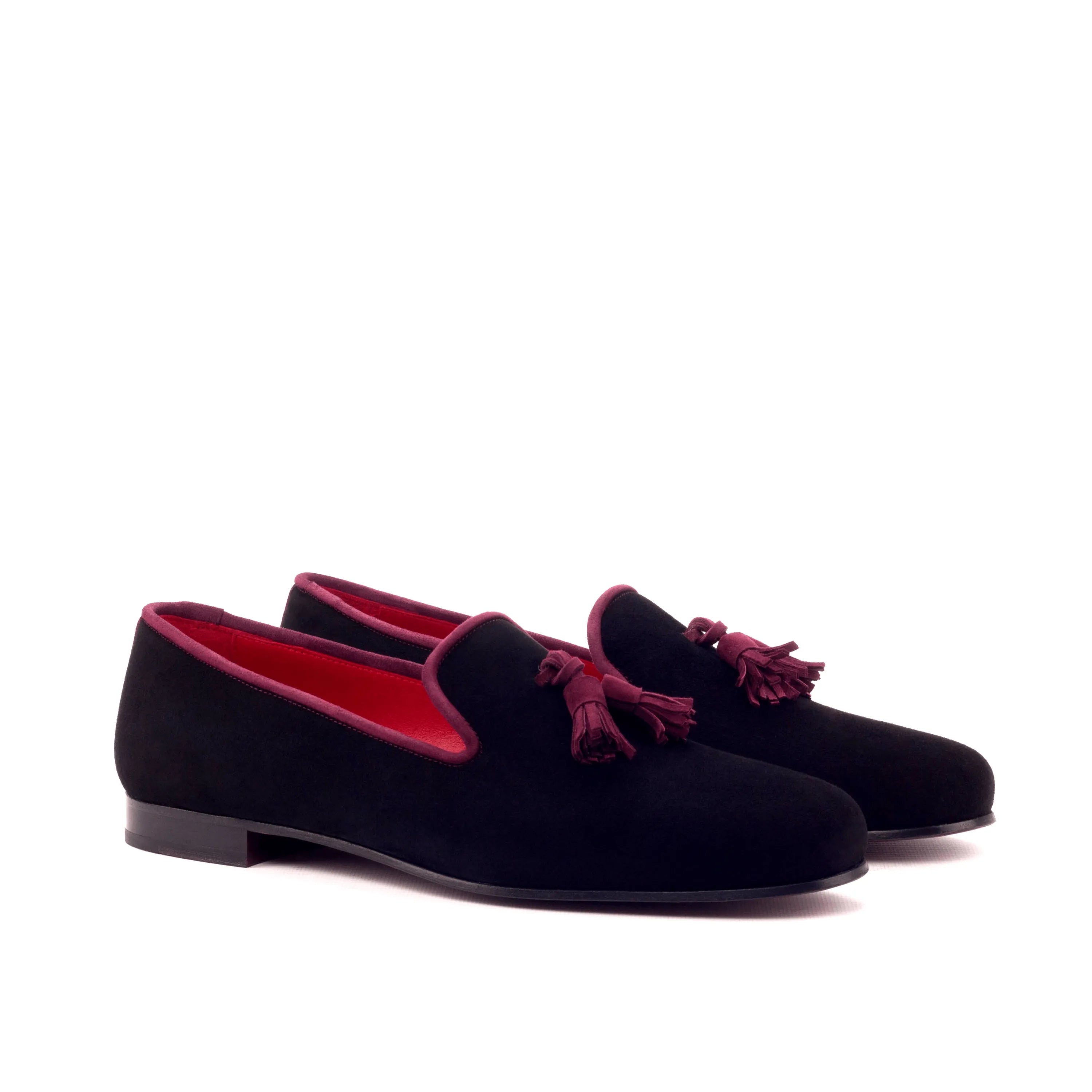 Black velvet tassel loafers from the Victor Wellington Slipon collection