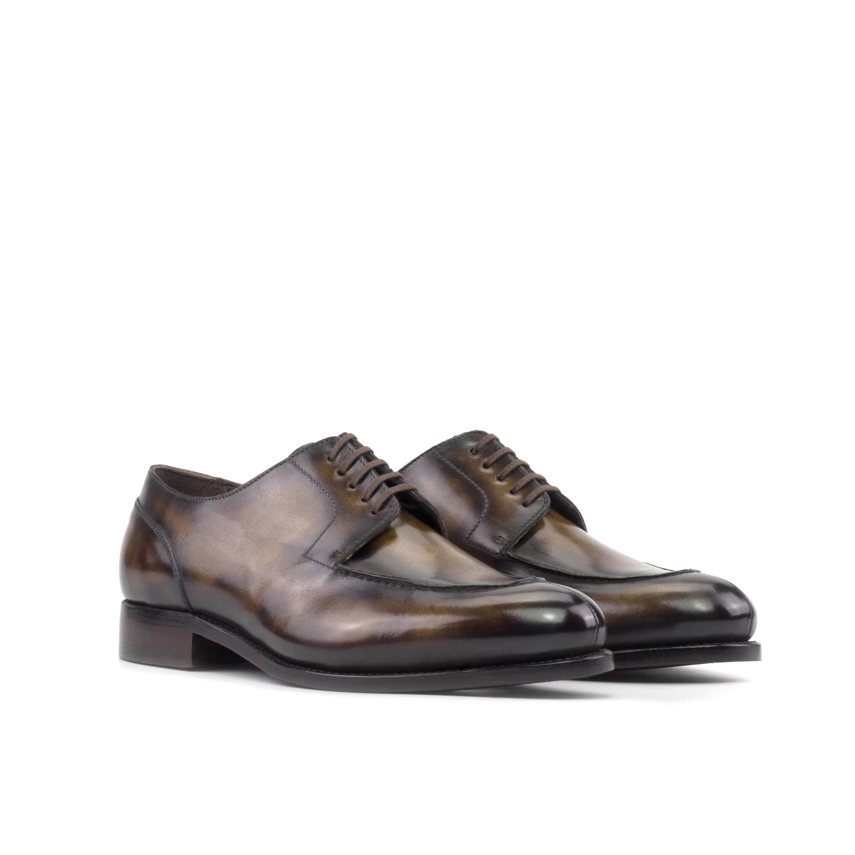 Elegant Leather Dress Shoes - Vincenzo Patina Derby Split Toe for sophisticated style