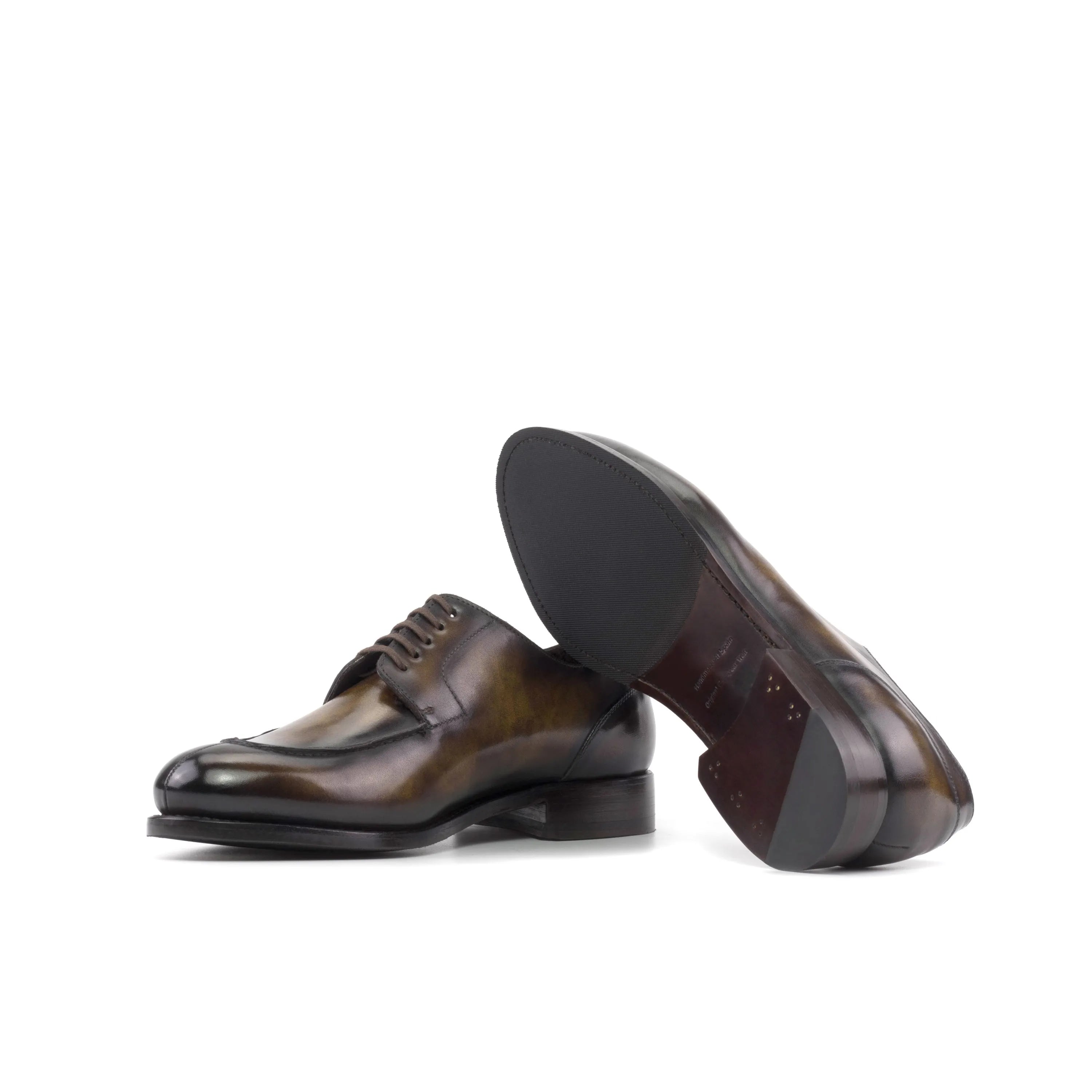 Brown leather Vincenzo Patina Derby Split Toe dress shoes for formal occasions