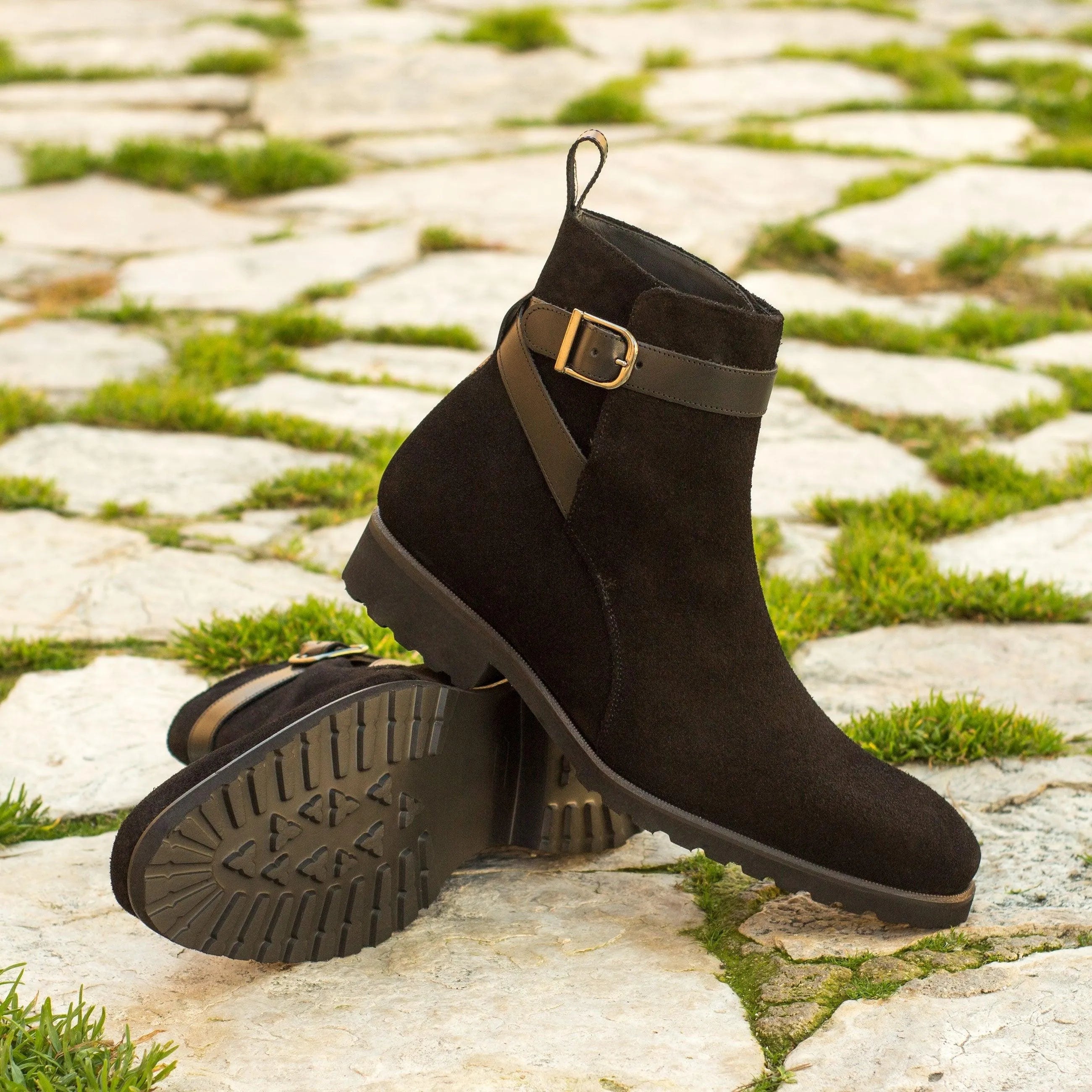 Black suede Vito Jodhpur Boots II with buckle for stylish ankle footwear