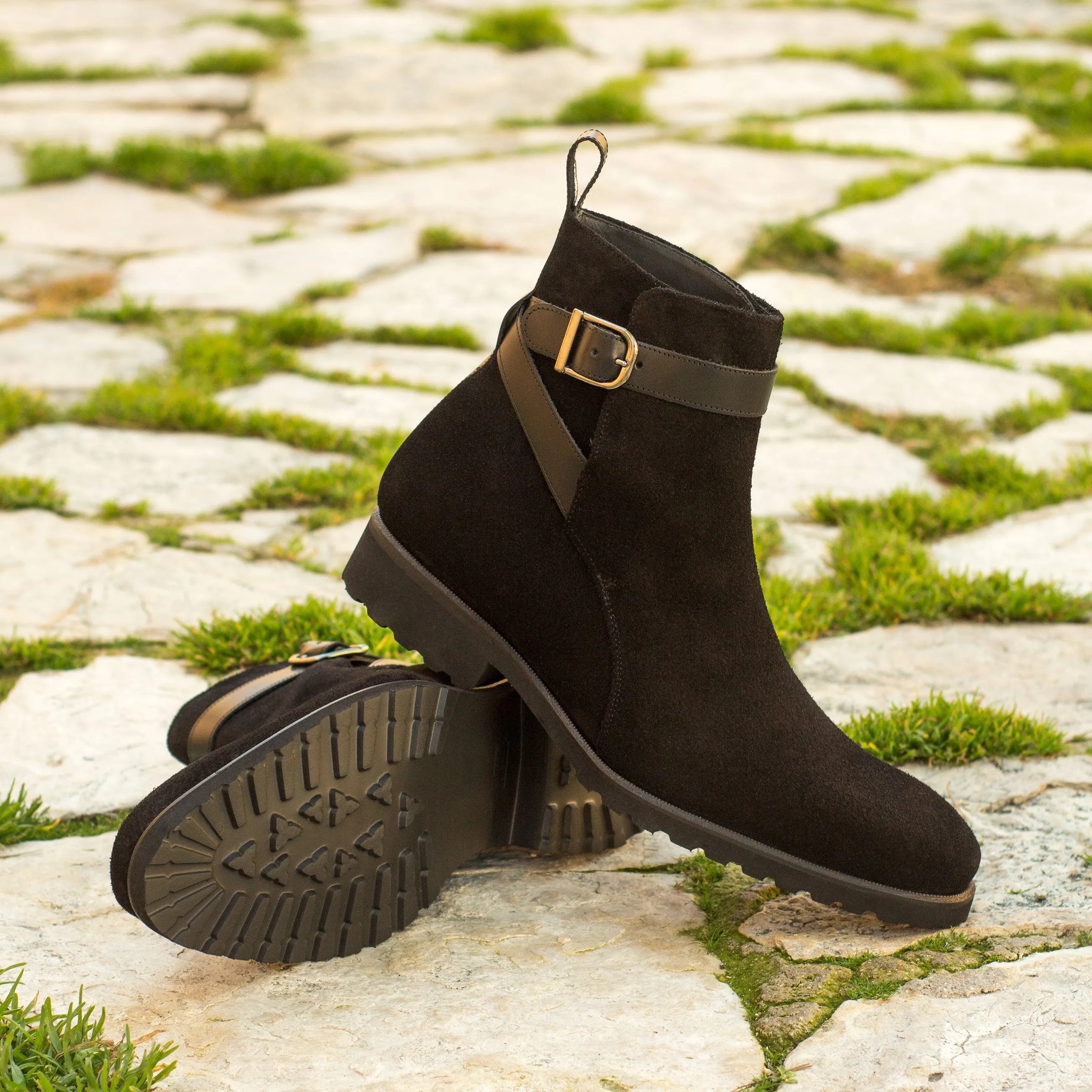 Black suede Vito Jodhpur Boots featuring a stylish buckle detail on the ankle
