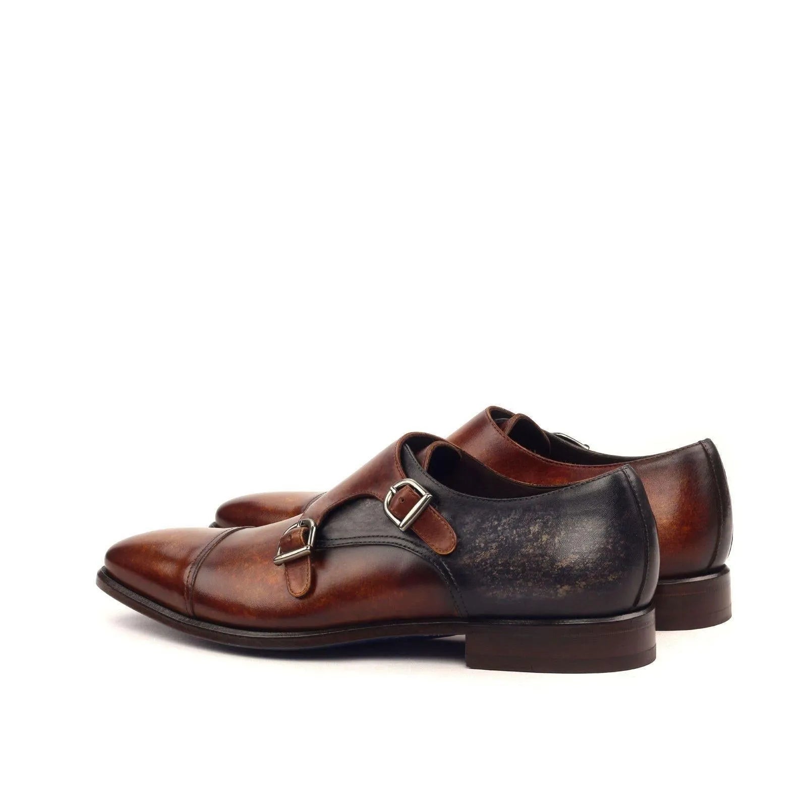 Brown leather double monk patina shoes from the XO Double Monk Patina II collection