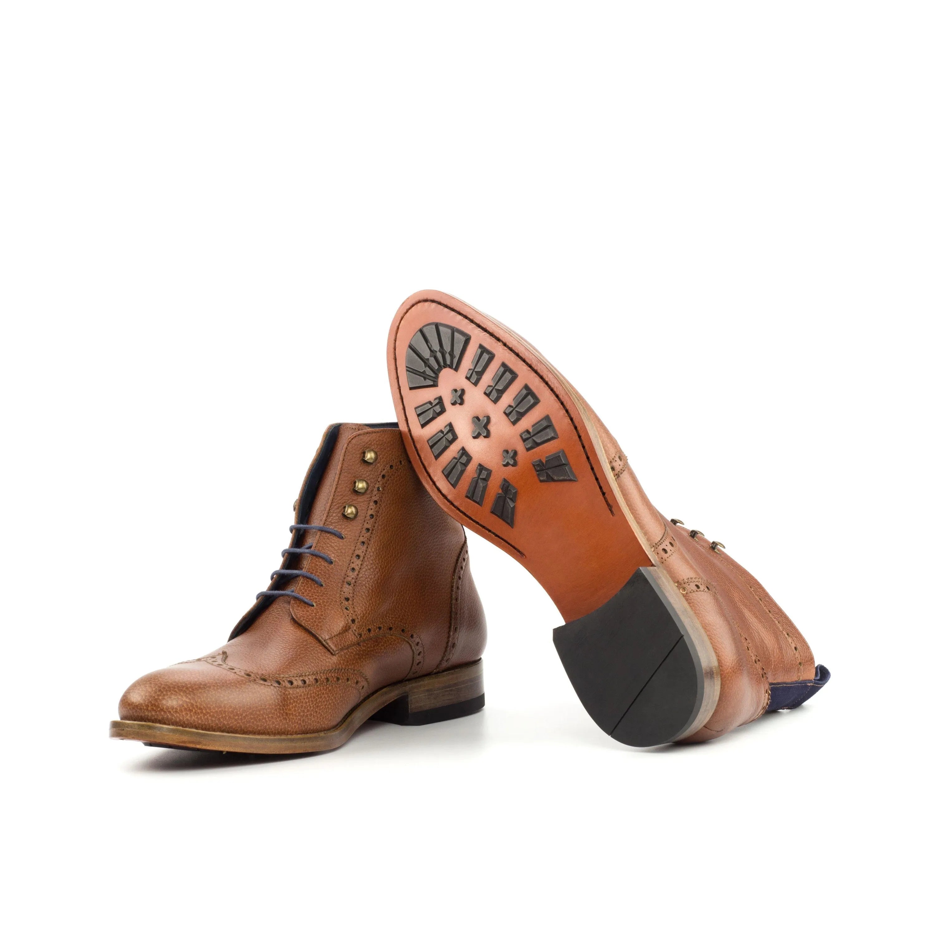 Brown leather wingtip boots from Y03 Military Brogue Boots II, stylish military brogue boots