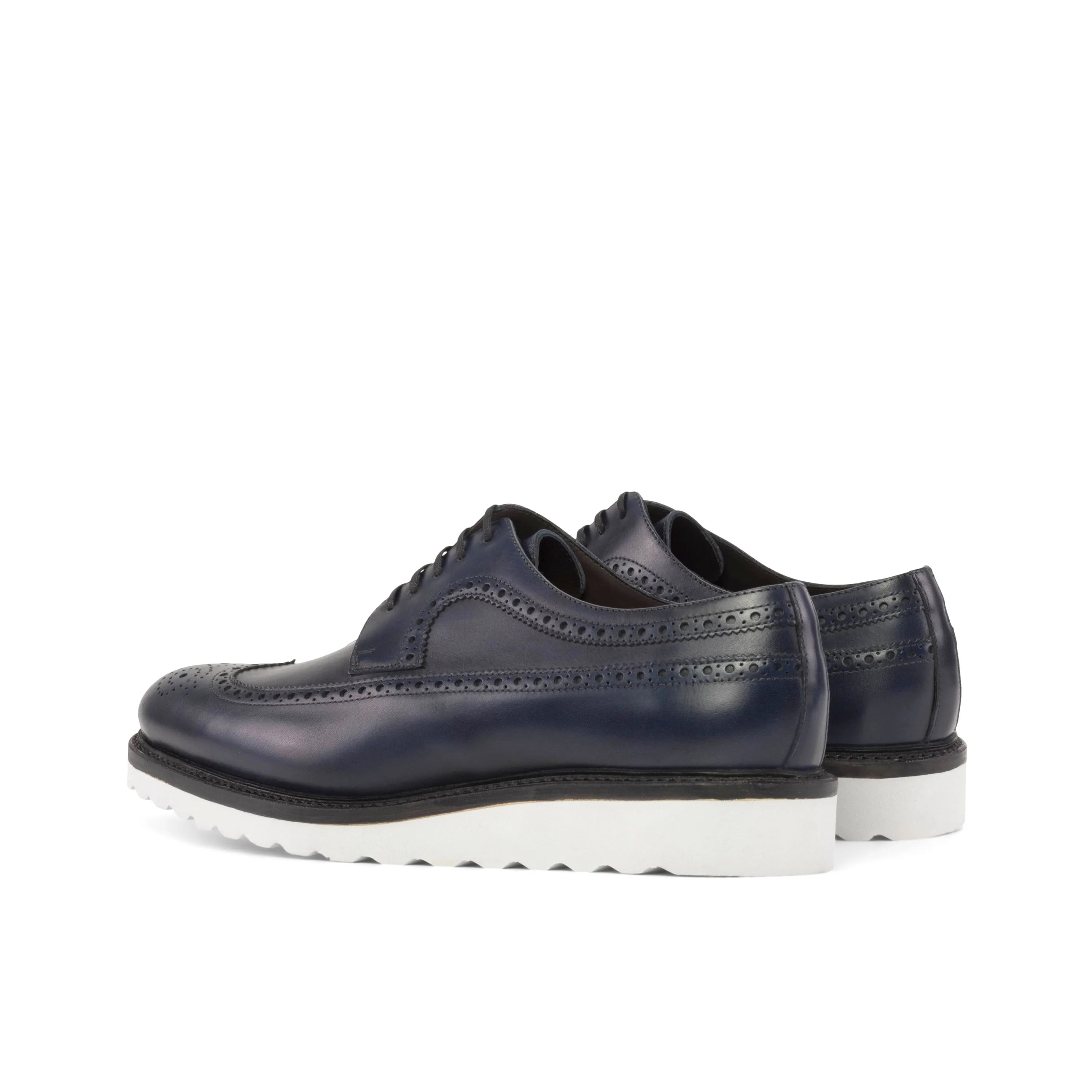 Blue leather longwing blucher shoes, expertly crafted for style and comfort