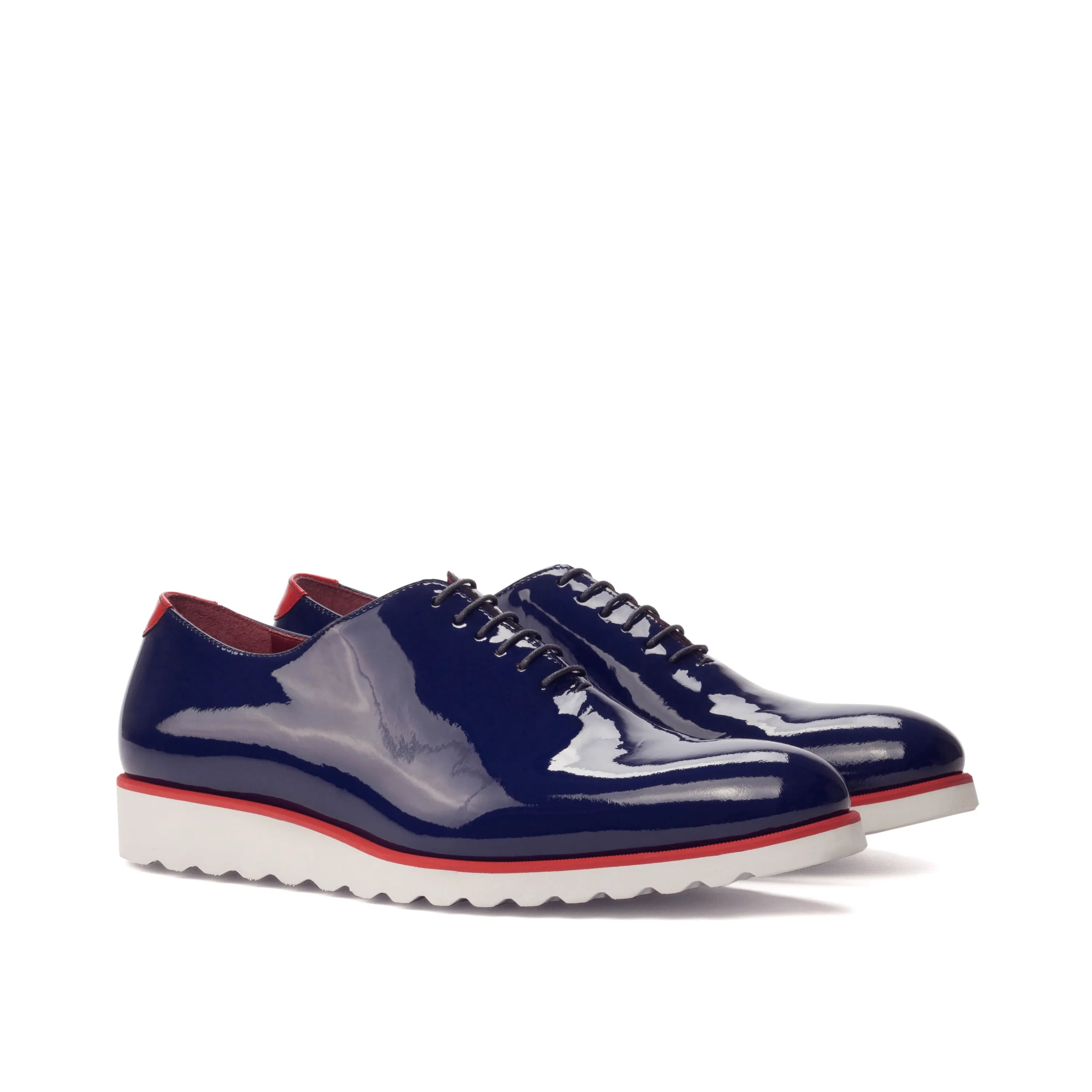 Shiny blue patent leather Zaid wholecut shoes for a sophisticated dressy look